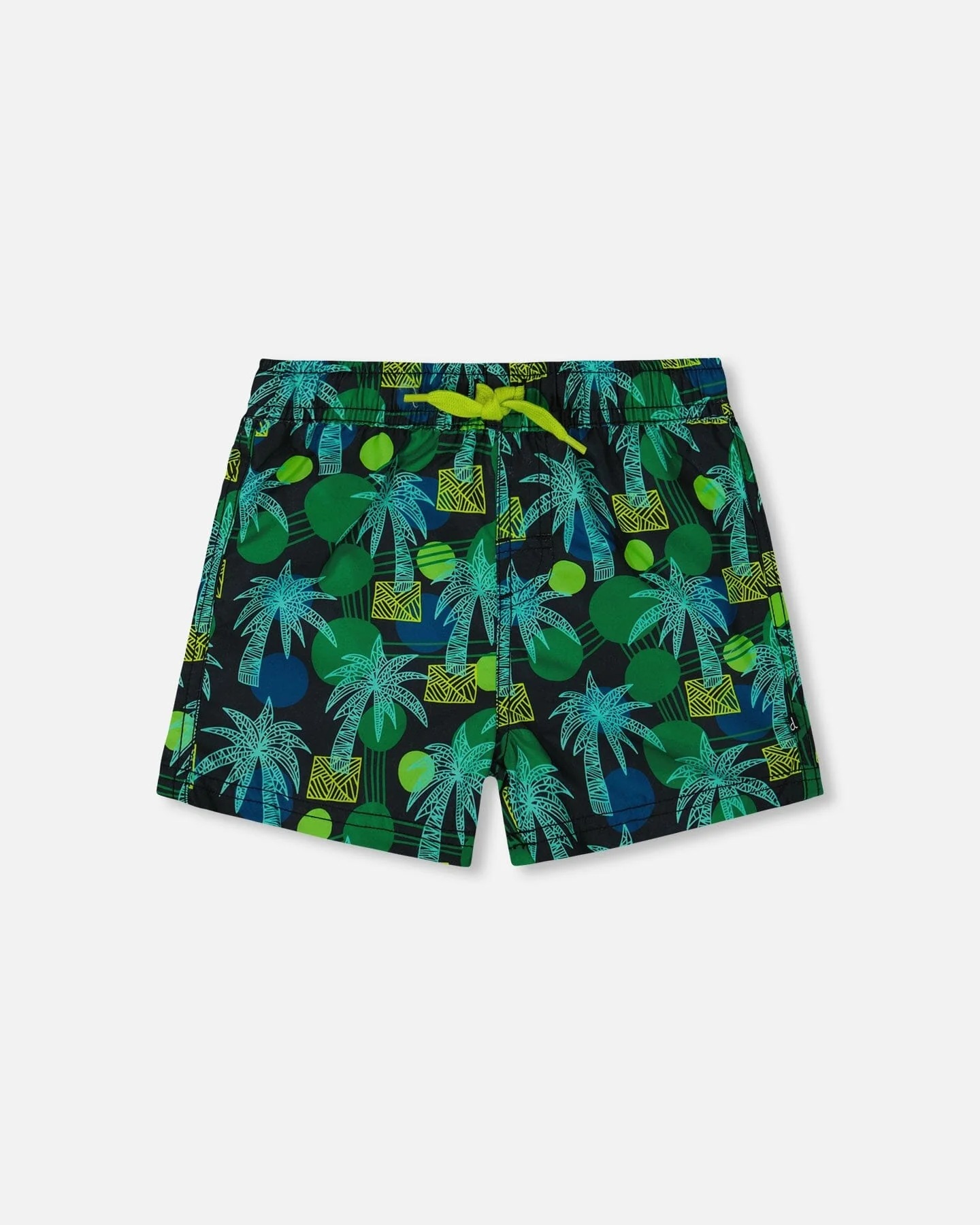 Printed Swim Trunks Green Jungle On Black - Deux par Deux