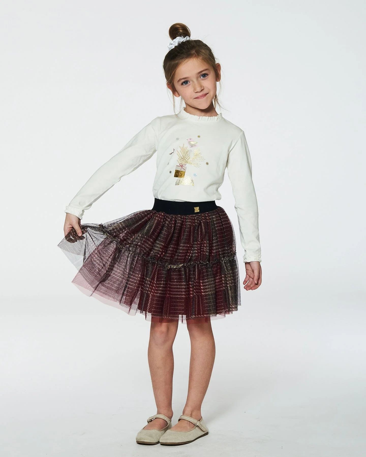 Glittering Tulle Skirt Red Plaid - Deux par Deux