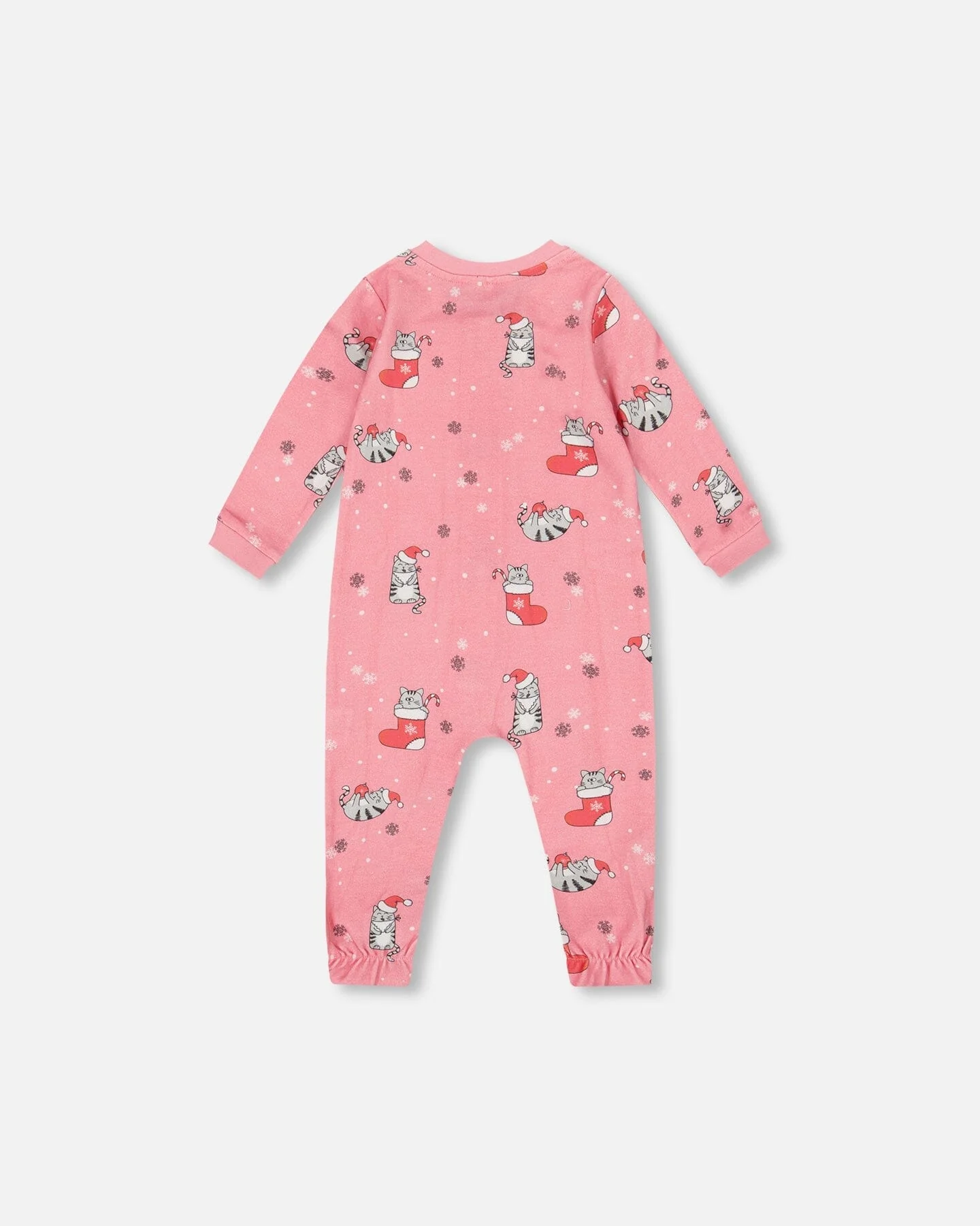 One-Piece Organic Cotton Pajama Pink Cat Print - Deux par Deux