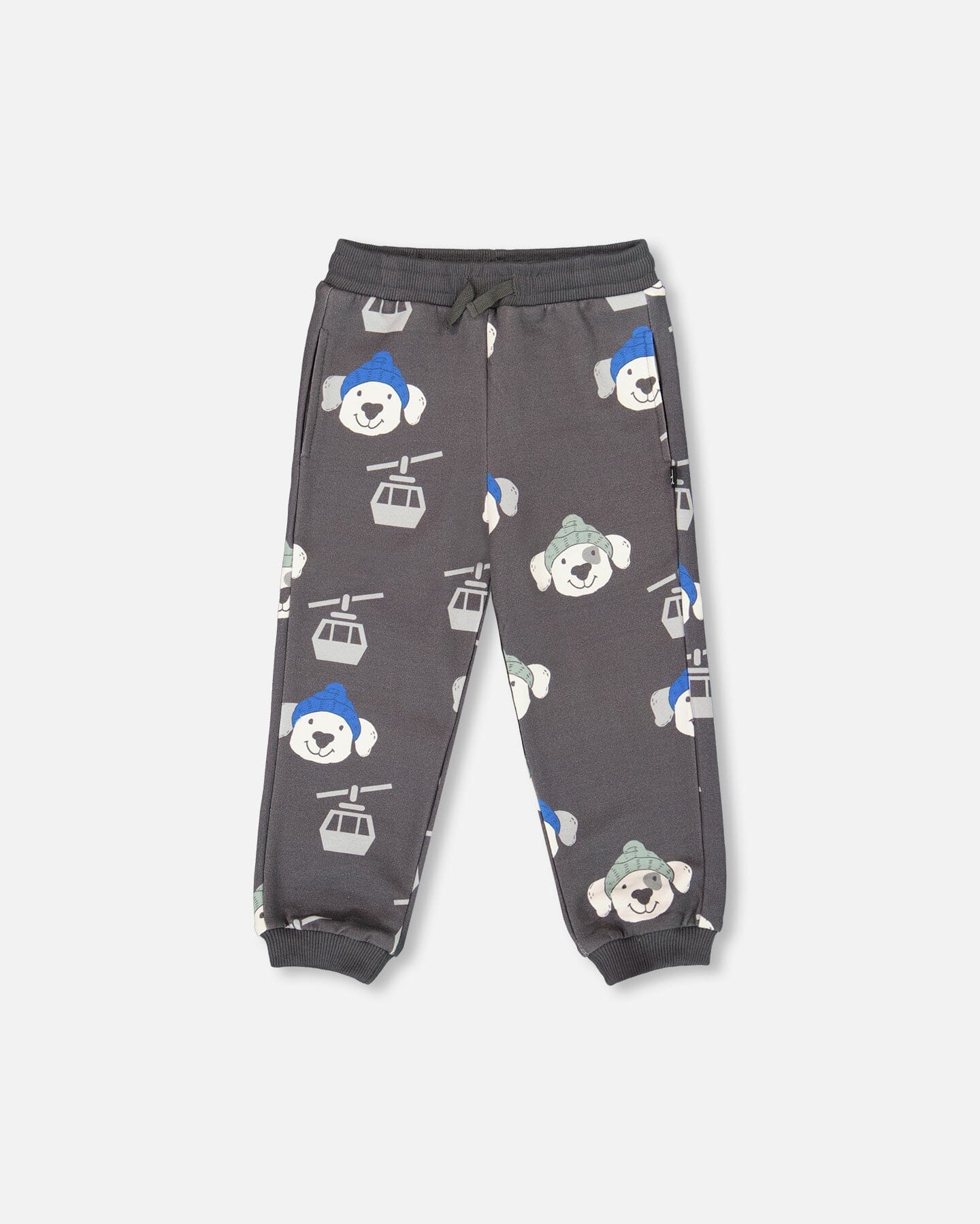 Fleece Sweatpants Gray Dog Print - Deux par Deux