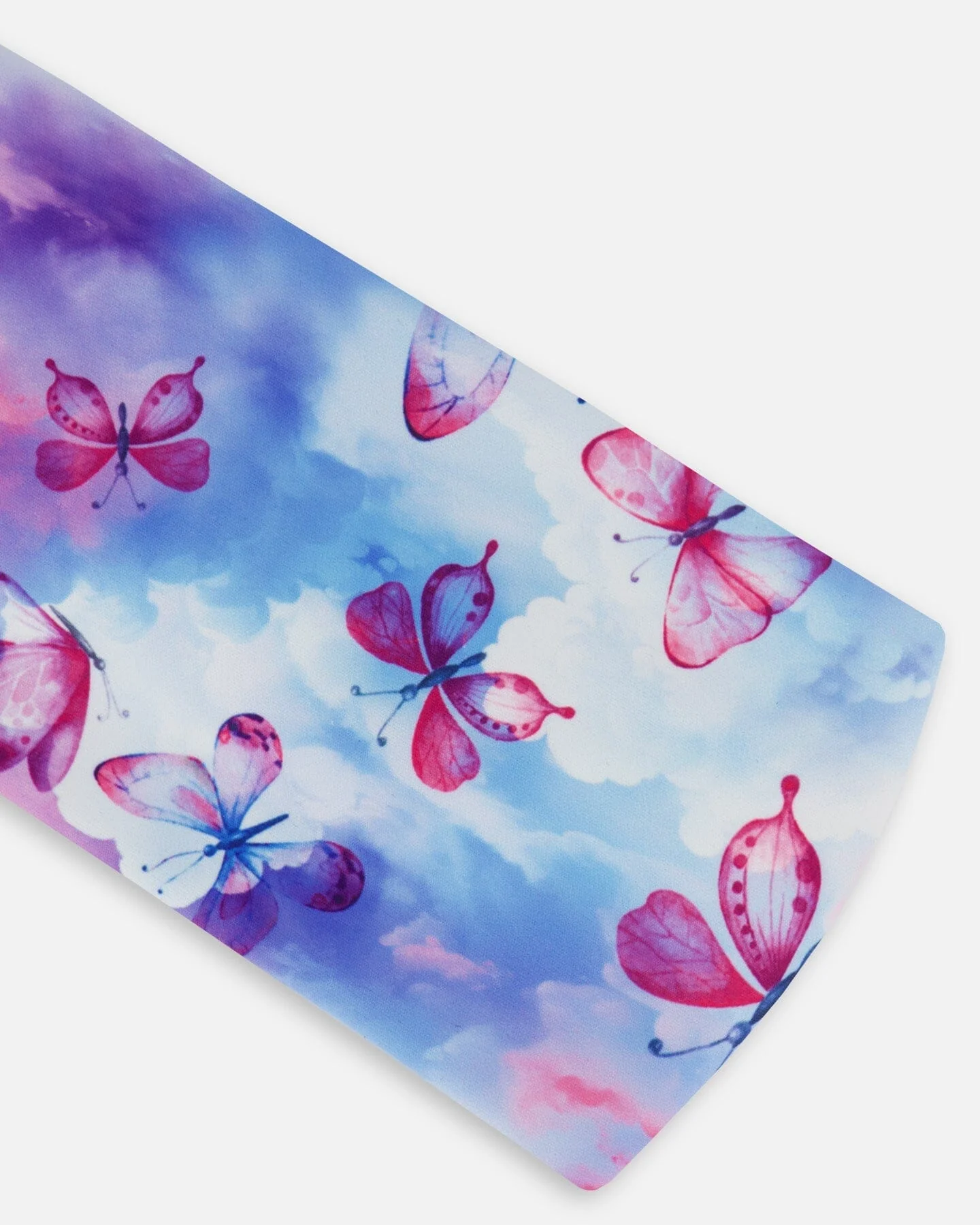 Printed Athletic Headband Pink, Blue And Butterflies - Deux par Deux