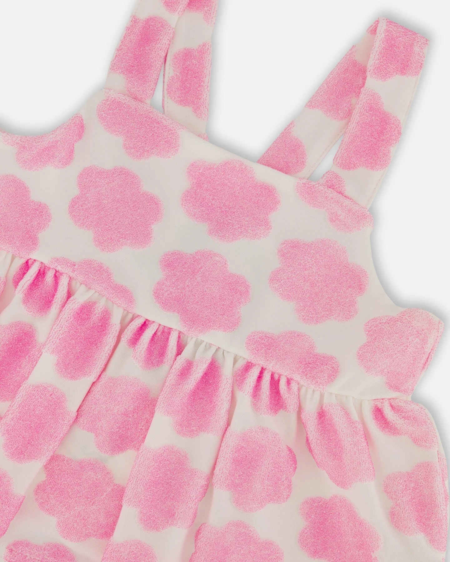 Printed Terry Tank Top And Shorts Set Vibrant Pink And White - Deux par Deux