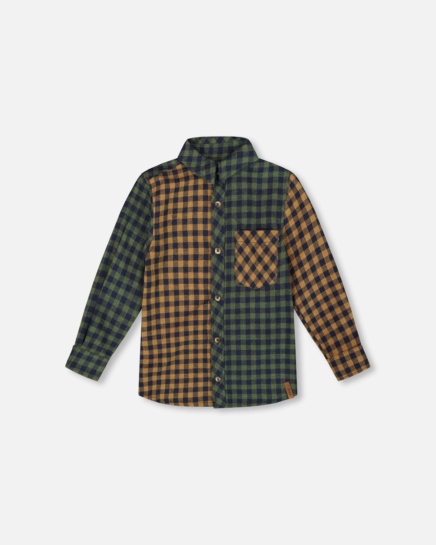 Long Sleeve Flannel Shirt Yellow And Green Plaid - Deux par Deux