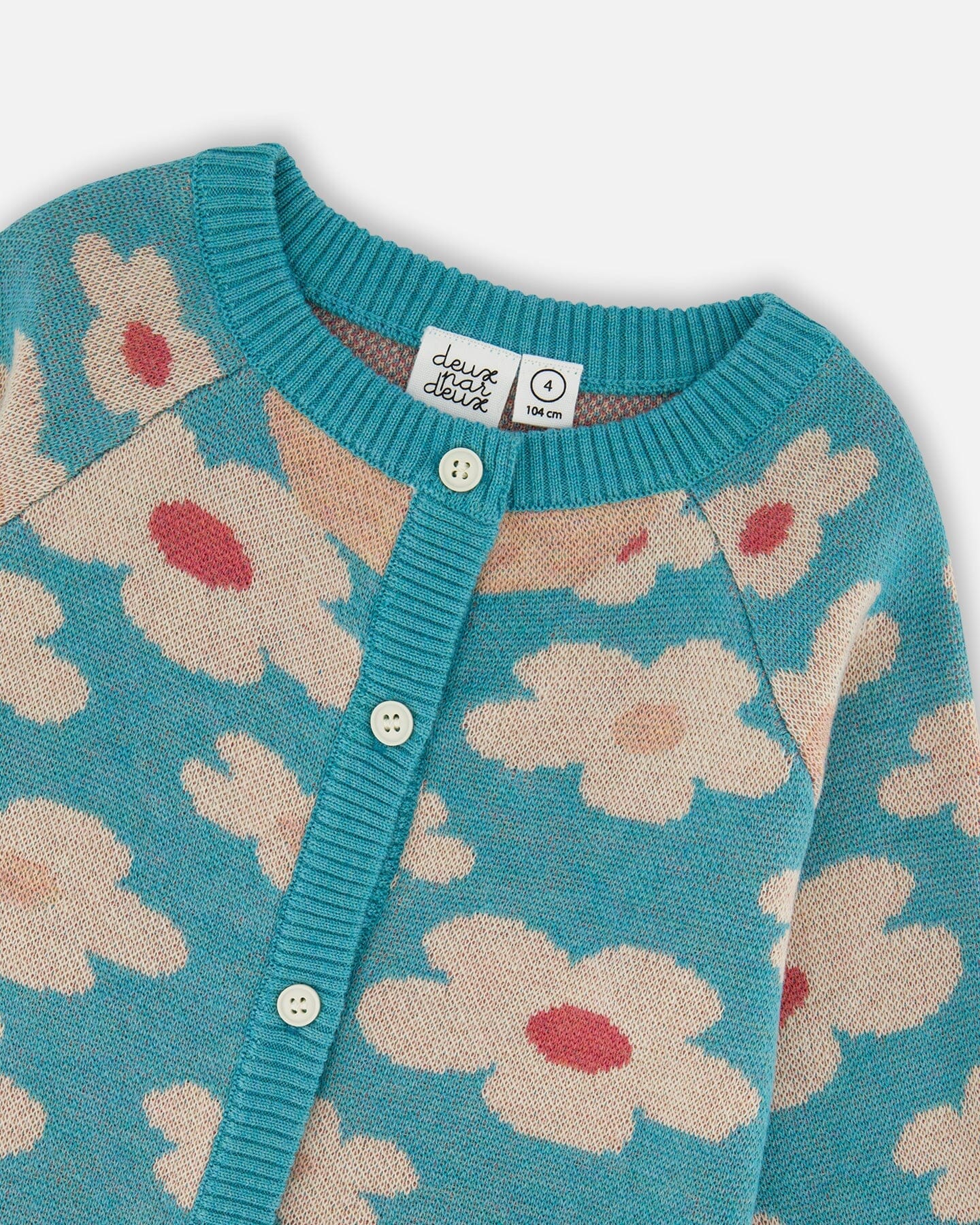 Button Front Knitted Cardigan Turquoise Blue - Deux par Deux