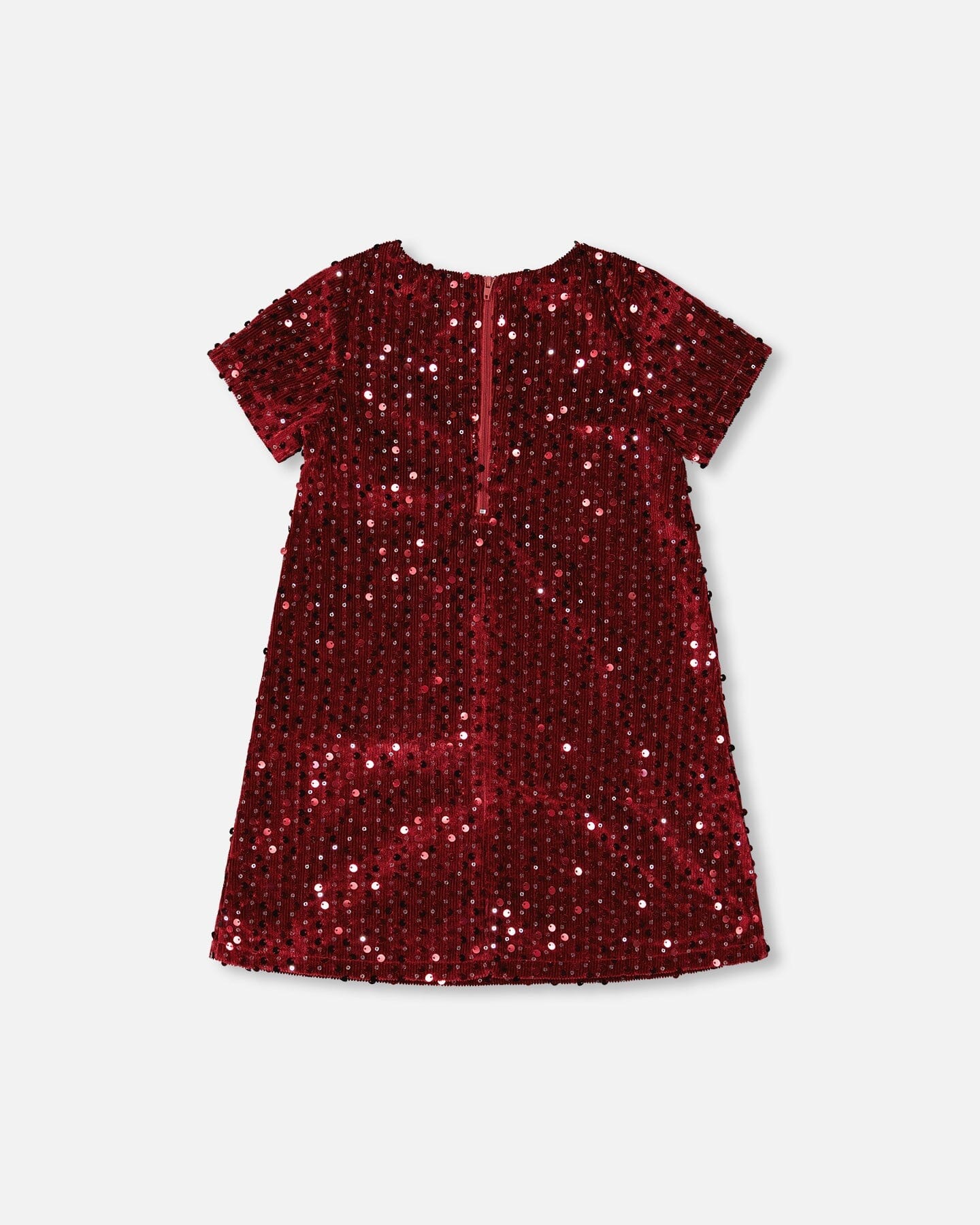 Velvet Short Sleeve Dress Red - Deux par Deux