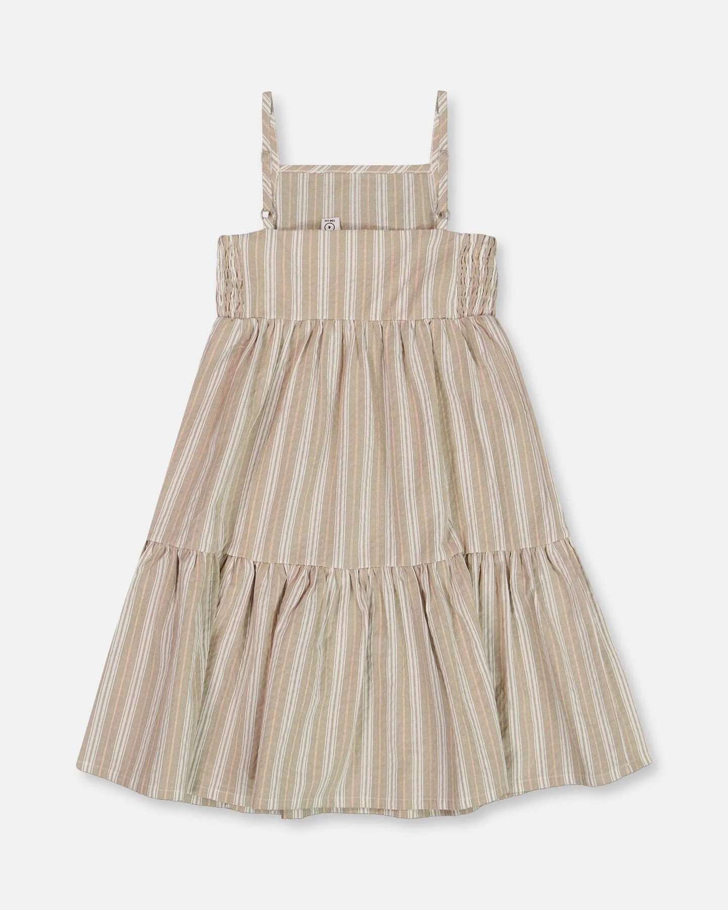 Sleeveless Cotton Dress White And Sage Striped - Deux par Deux