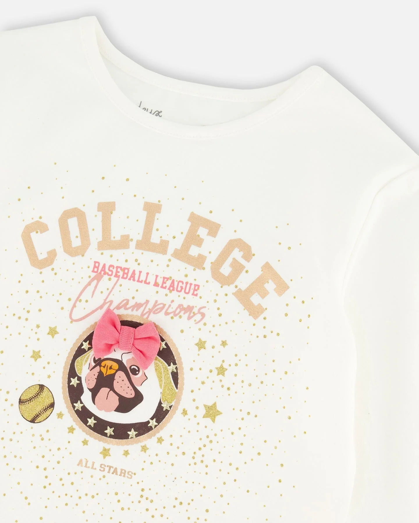 Organic Cotton T-Shirt With Print Off White - Deux par Deux