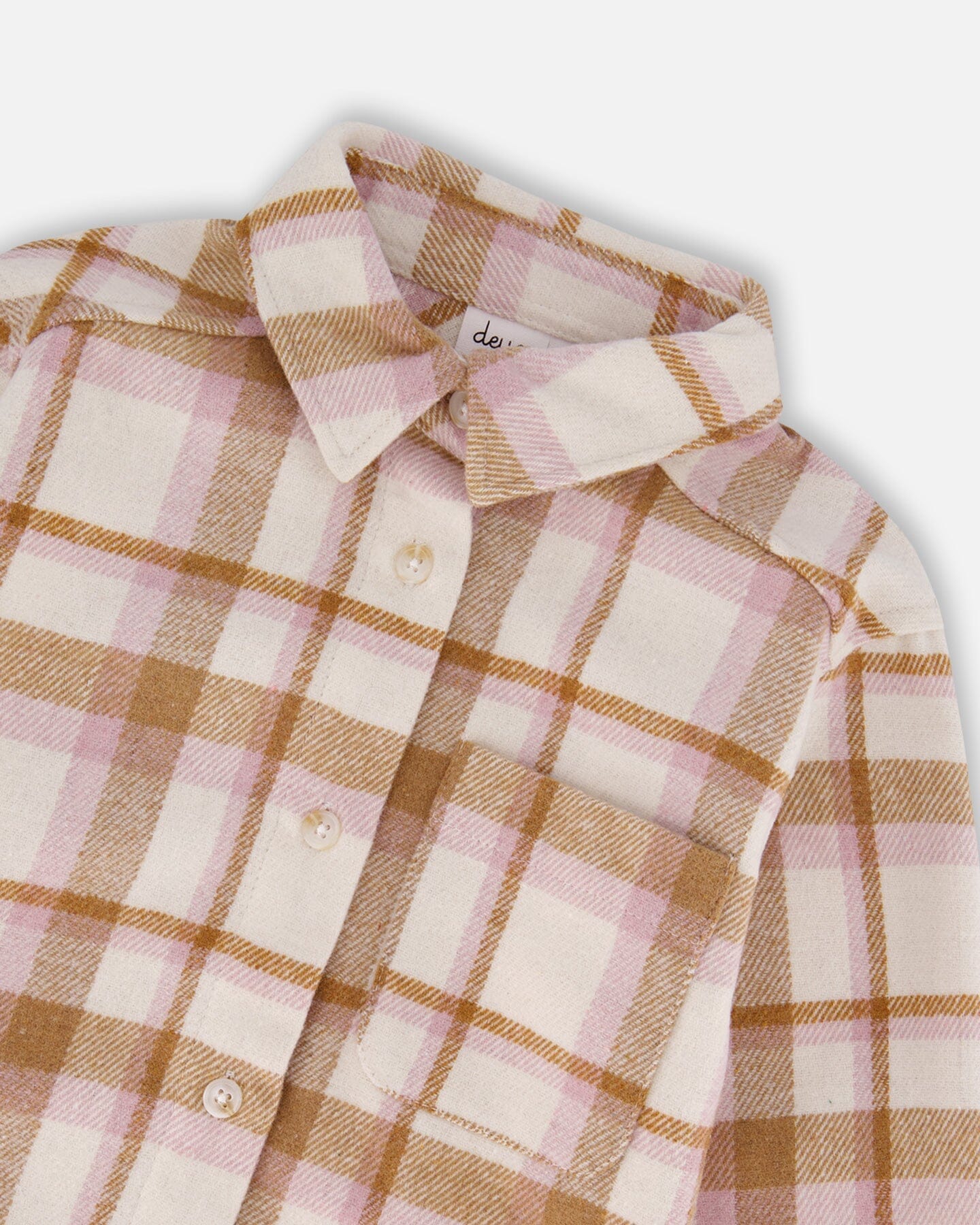 Plaid Overshirt Off-White, Beige And Pink - Deux par Deux