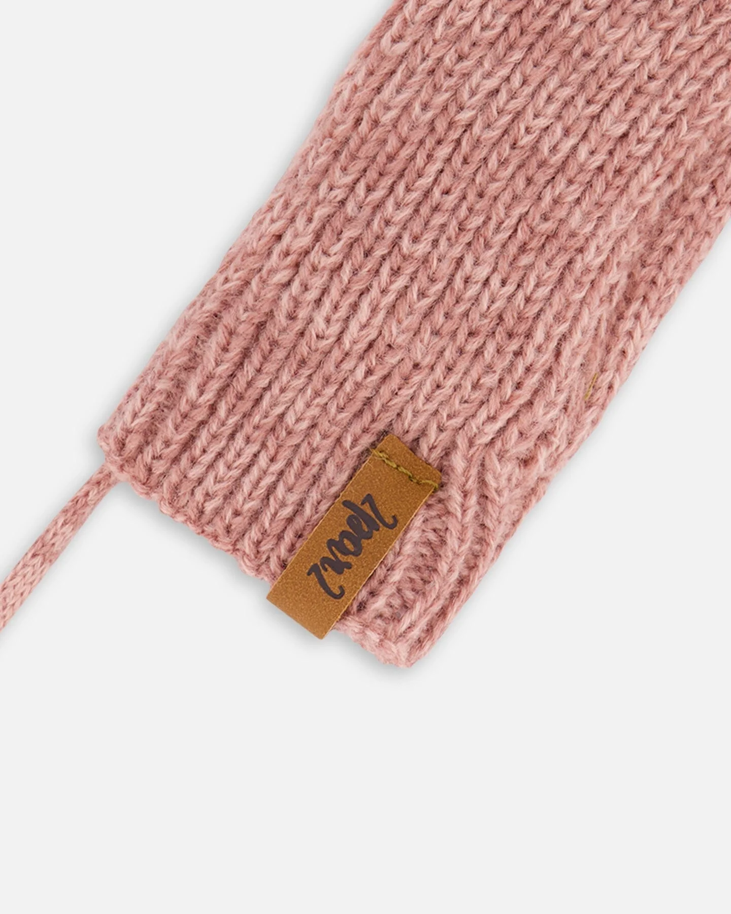 Baby Knit Mittens With String Dusty Pink - Deux par Deux
