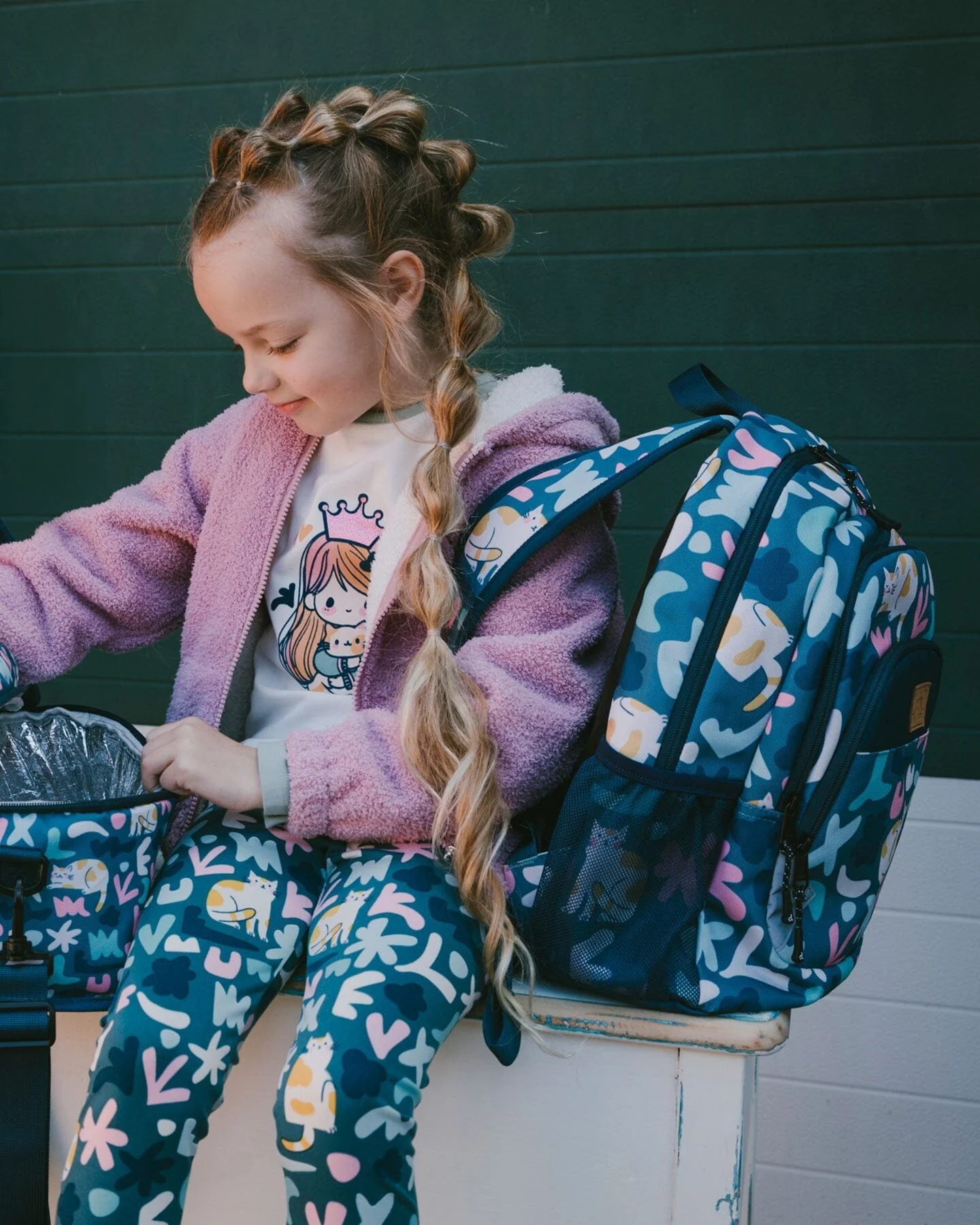 Hooded Full Zip Cat Plush Jacket Dusty Pink - Deux par Deux