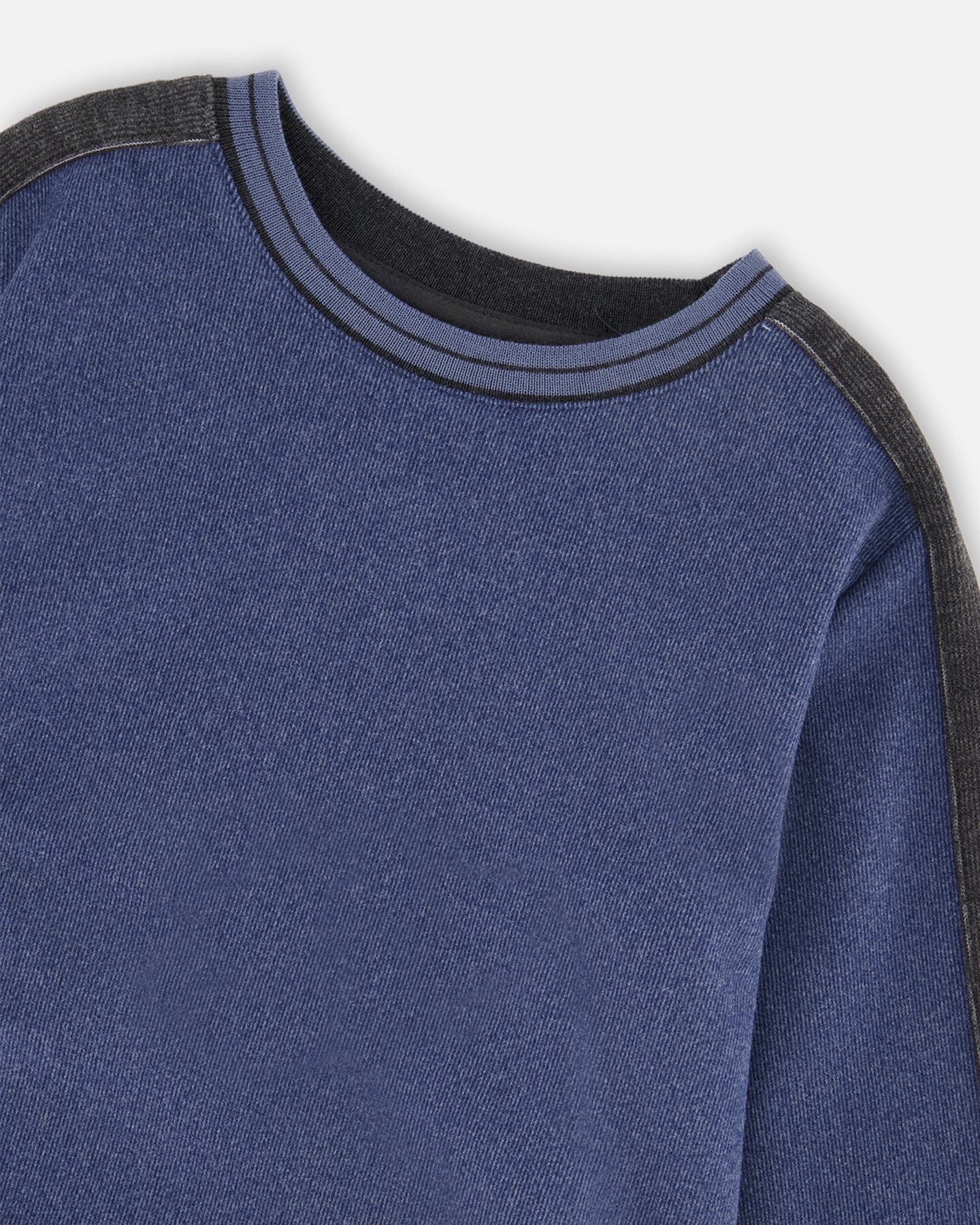 Super Soft Flat Back Rib Sweatshirt Dark Steel Blue - Deux par Deux