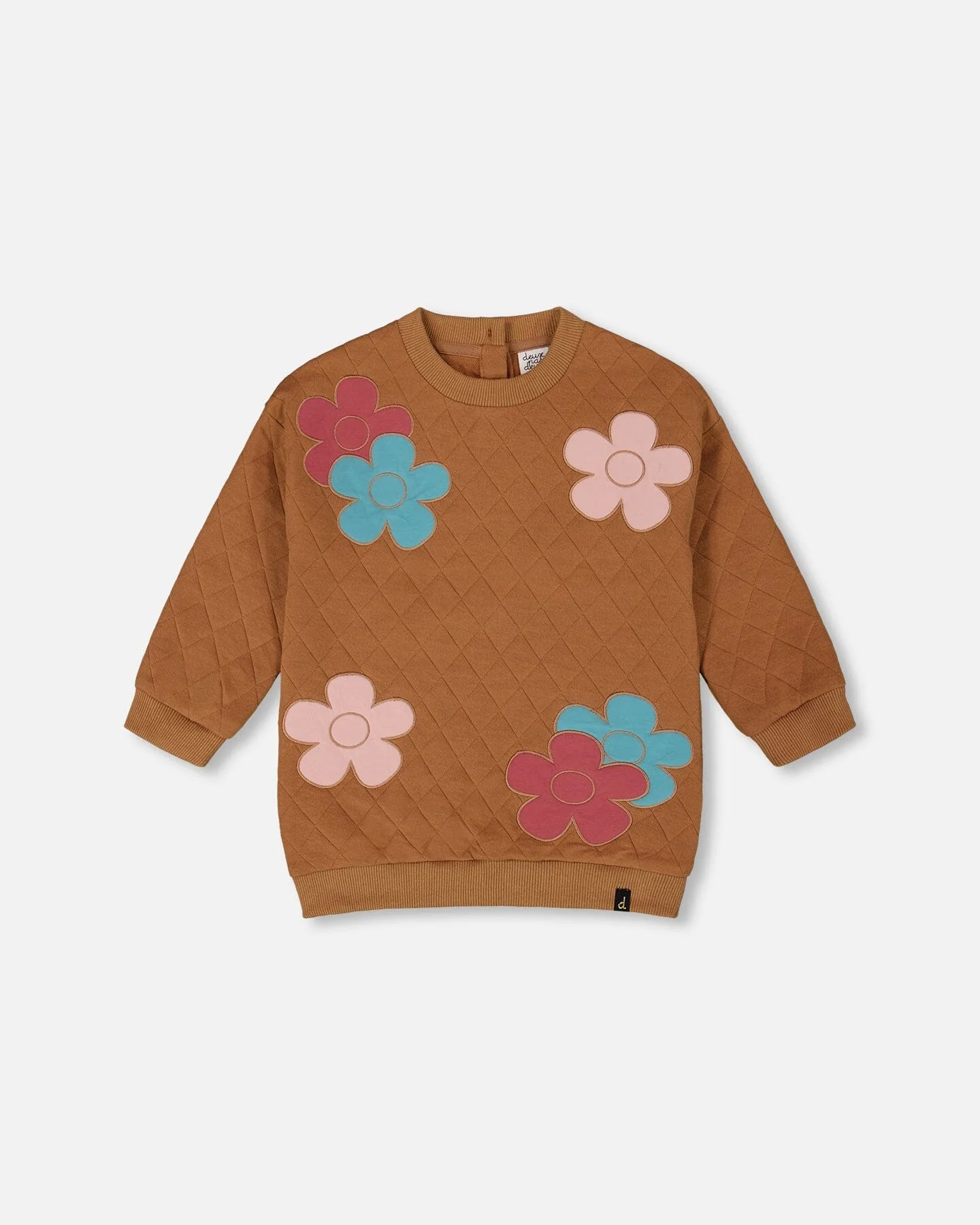 Quilted Tunic Mocha With Flowers - Deux par Deux