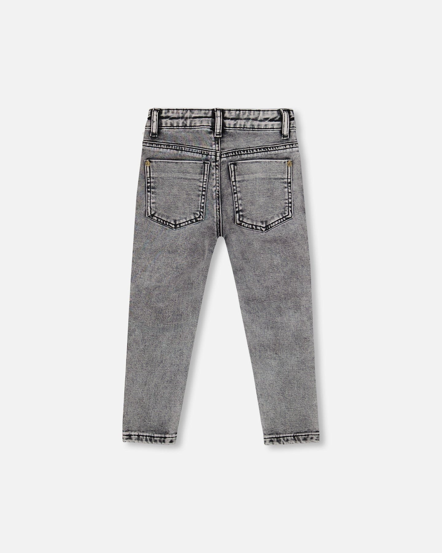 French Terry Black Denim Pants With Contrasting Patch - Deux par Deux