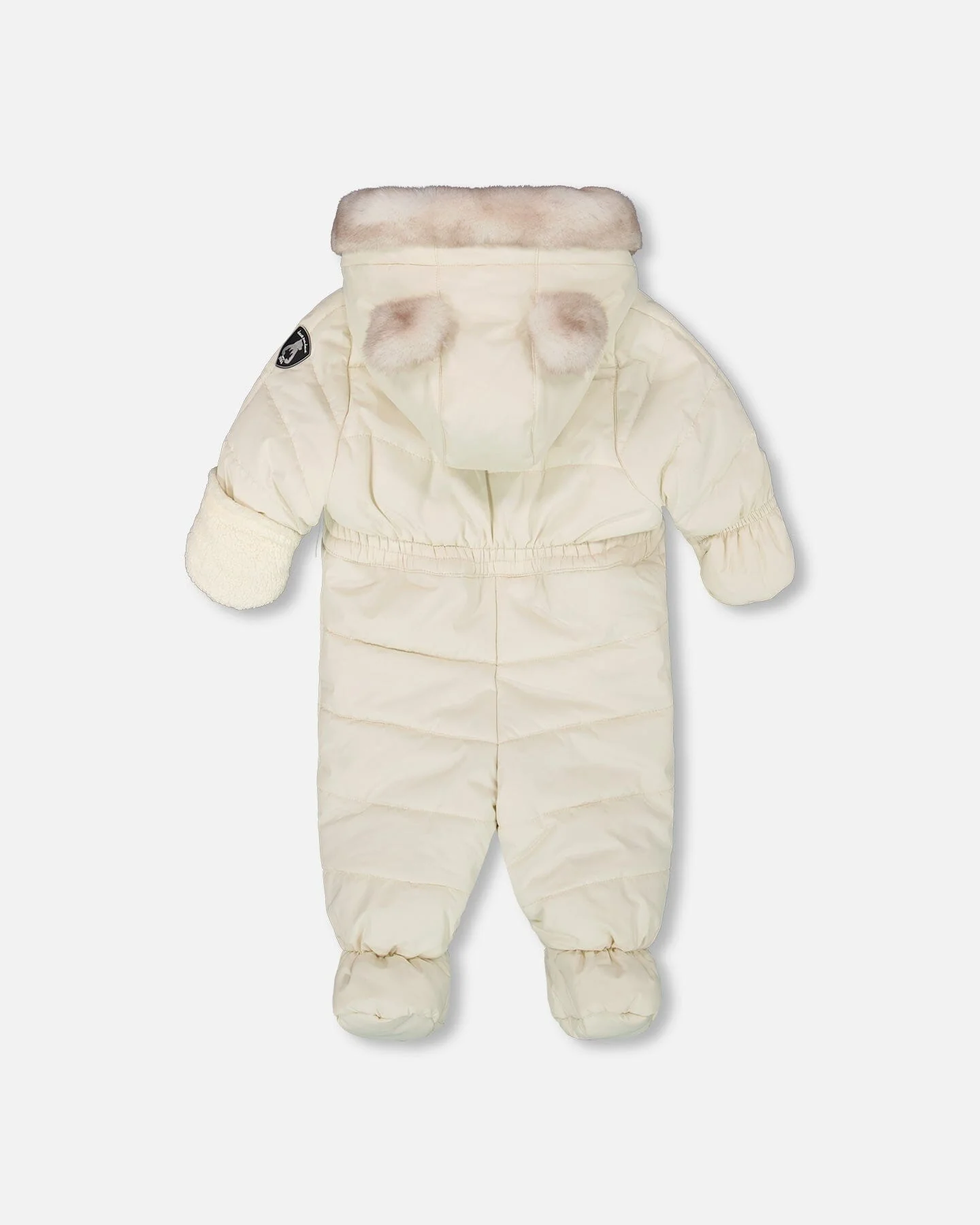 One-Piece Baby Layette Snowsuit Designed For Car Seat White Asparagus - Deux par Deux