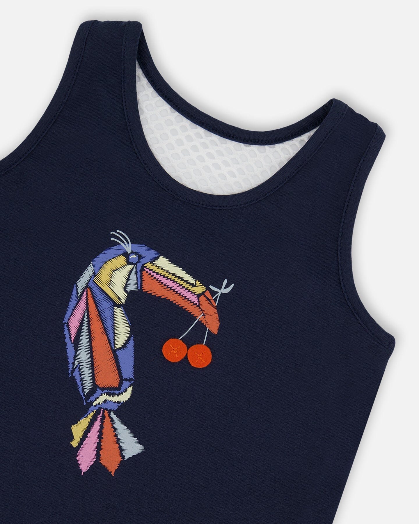 Organic Cotton Tank Top Navy Blue And Toucan - Deux par Deux