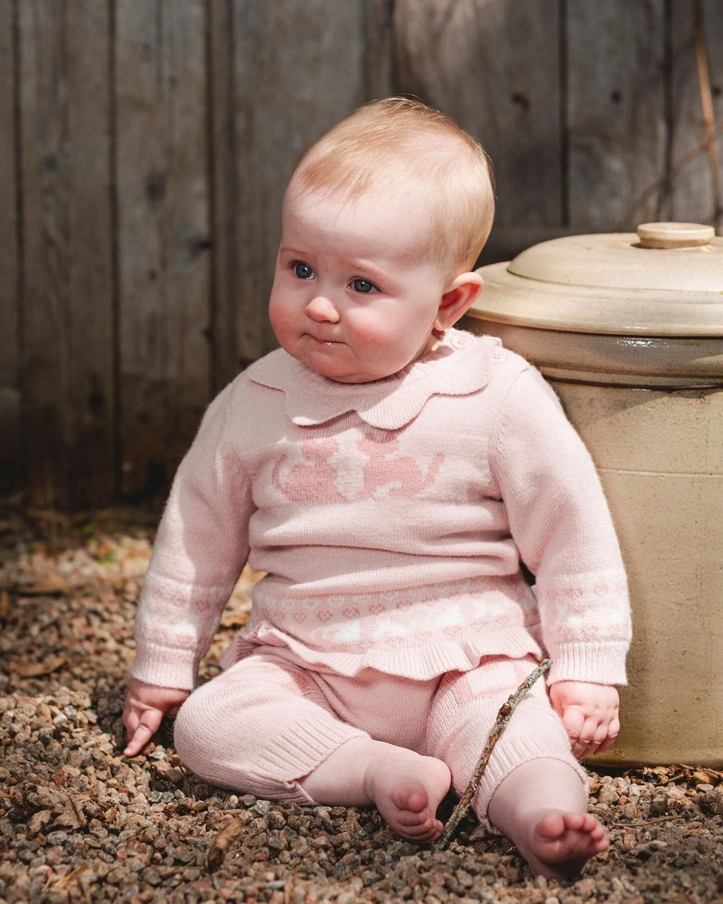 Knitted Top And Pant Set Light Pink - Deux par Deux