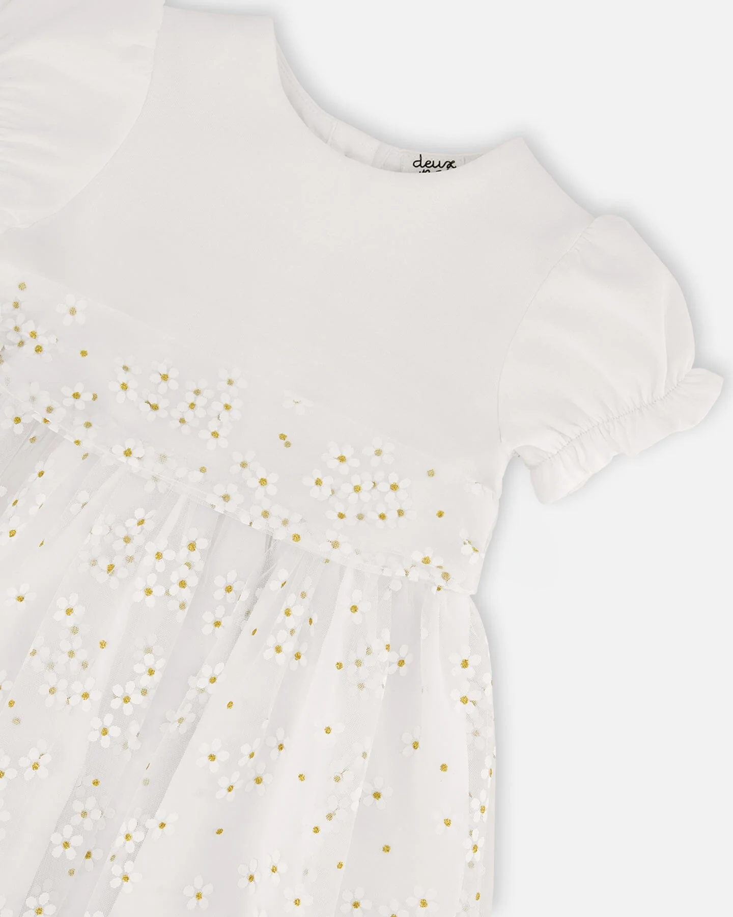 Puff Sleeve Dress White - Deux par Deux