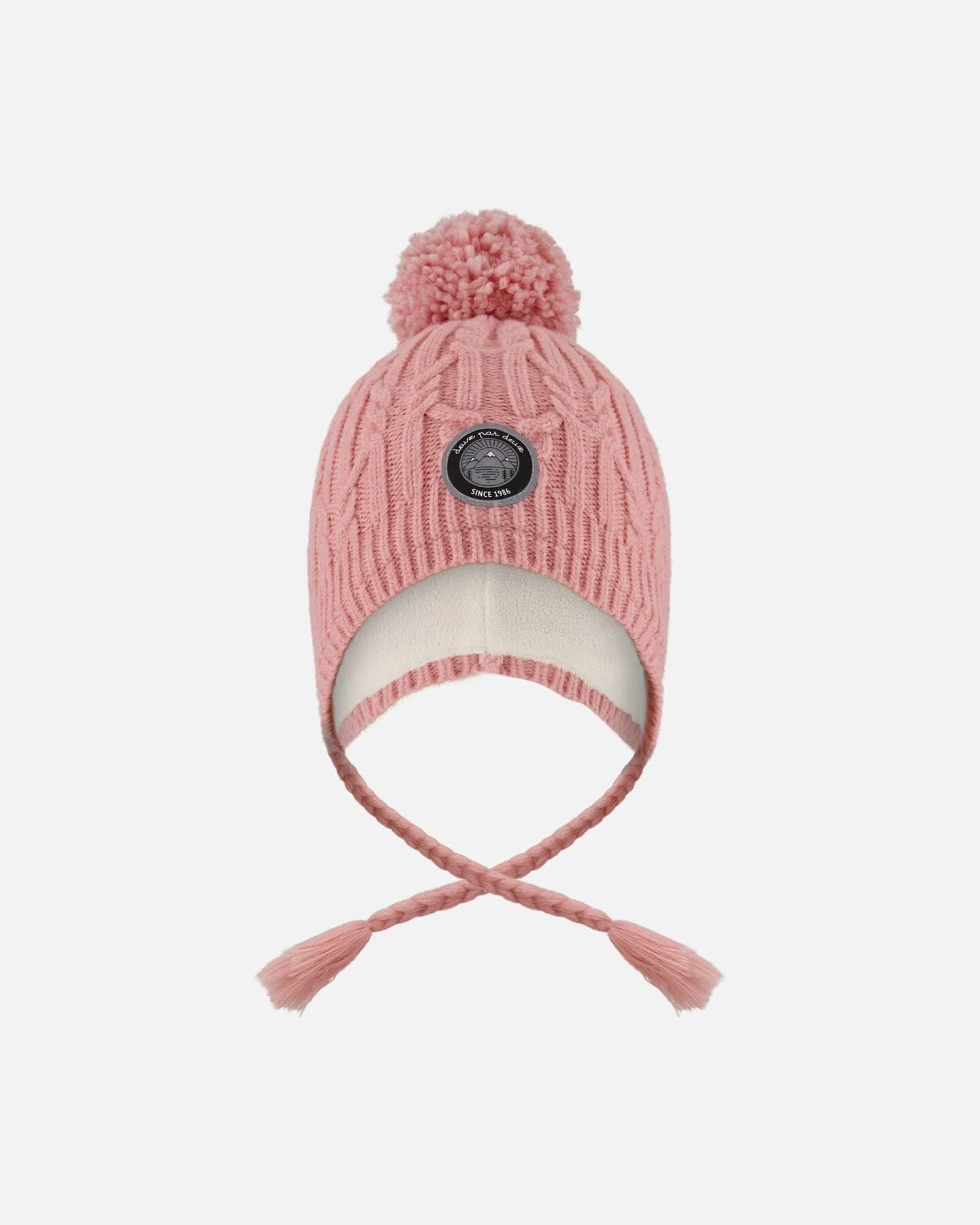 Lined Winter Hat With Pompom Dusty Pink - Deux par Deux