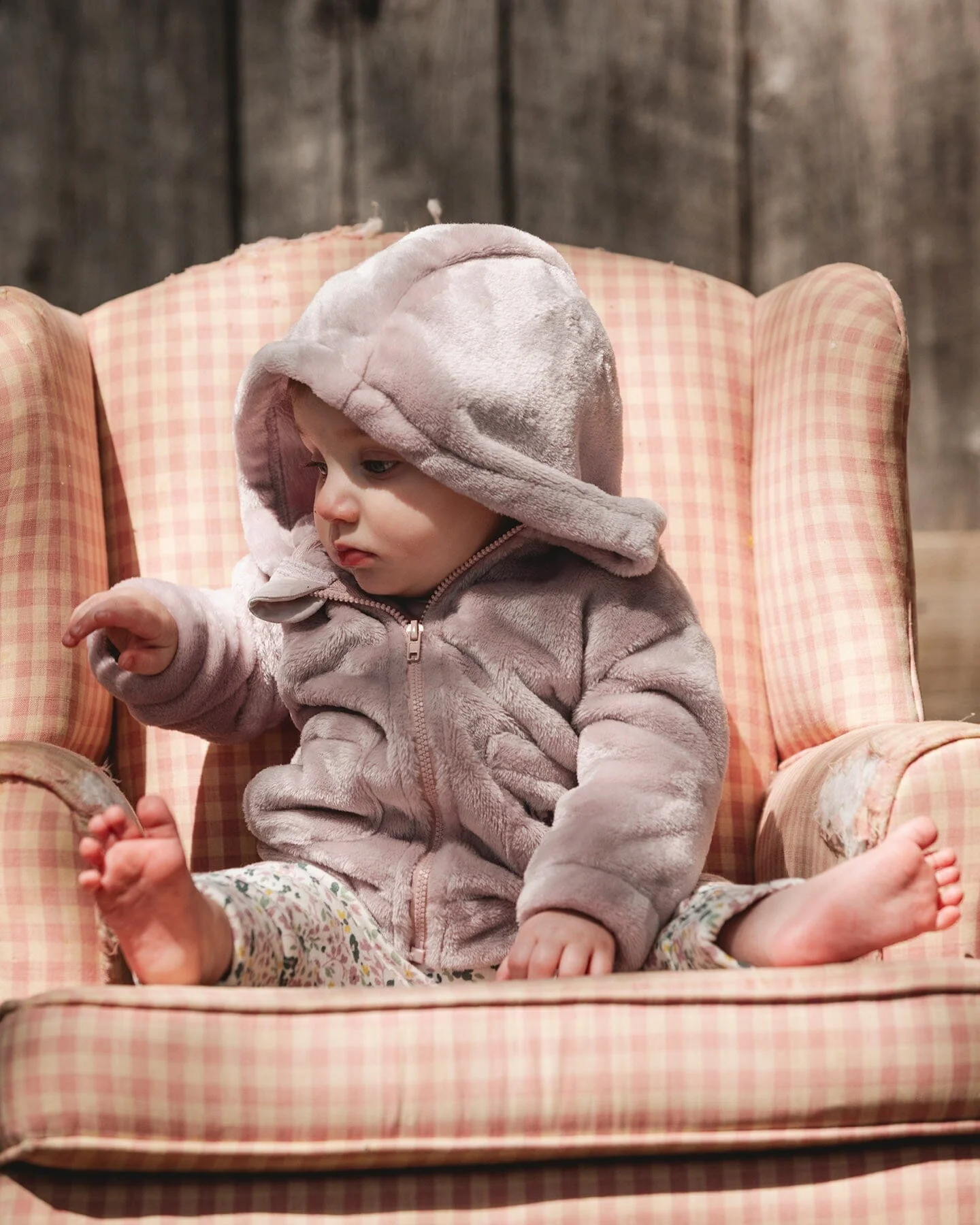 Hooded Zip Plush Jacket Neutral Purple - Deux par Deux