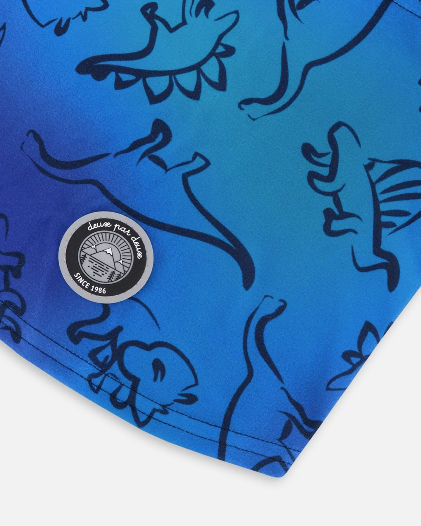 Brushed Jersey Balaclava Blue Gradient Dinosaur Print - Deux par Deux