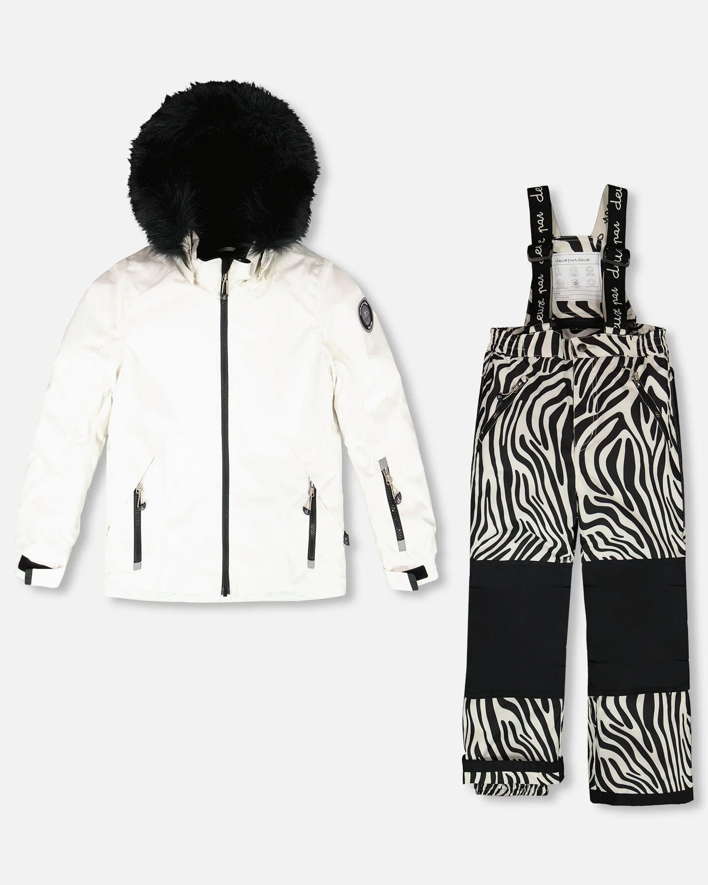 Two-Piece Play Snowsuit Off-White With Printed Pants - Deux par Deux