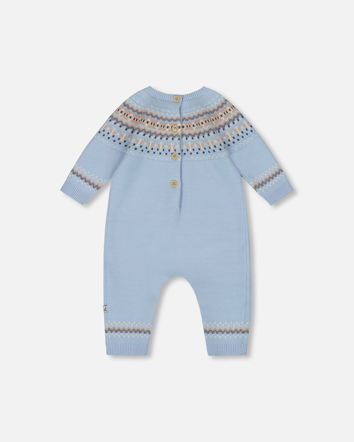 Knitted Jacquard Romper Light Blue - Deux par Deux