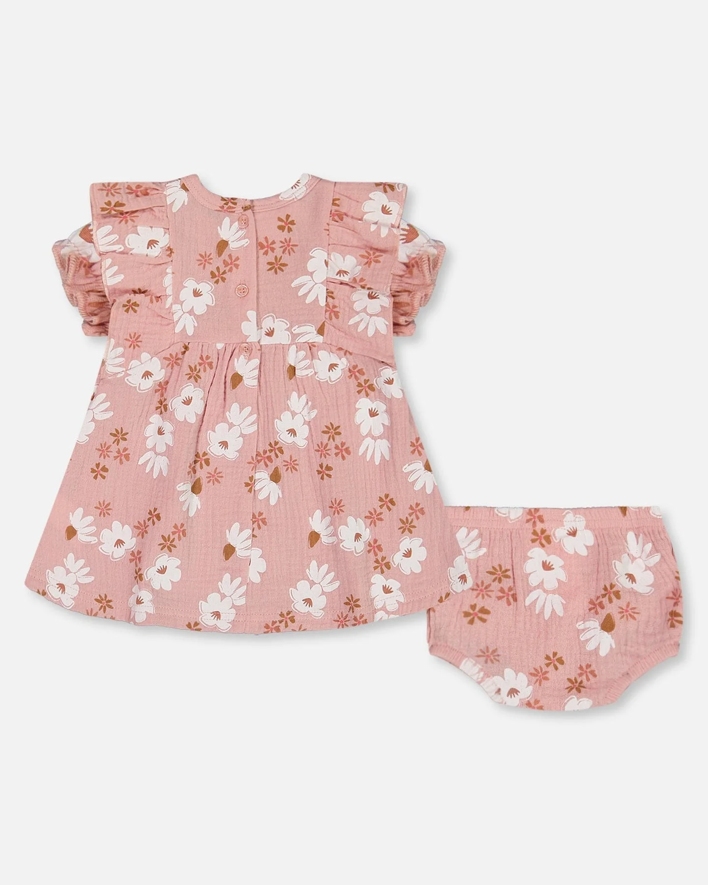 Printed Muslin Dress And Bloomer Set Pink And White Flowers - Deux par Deux