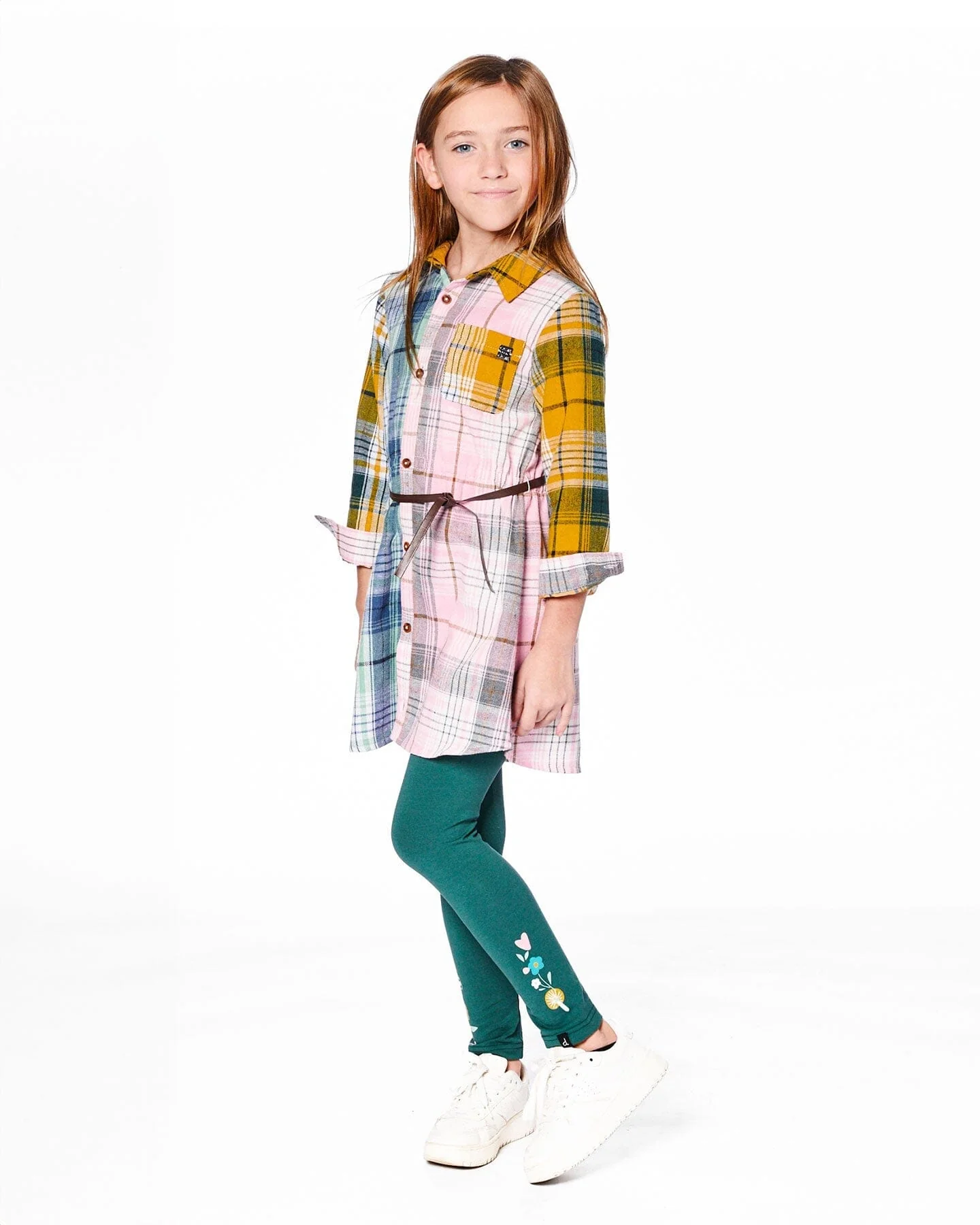 Leggings Dark Green With Flower Print - Deux par Deux