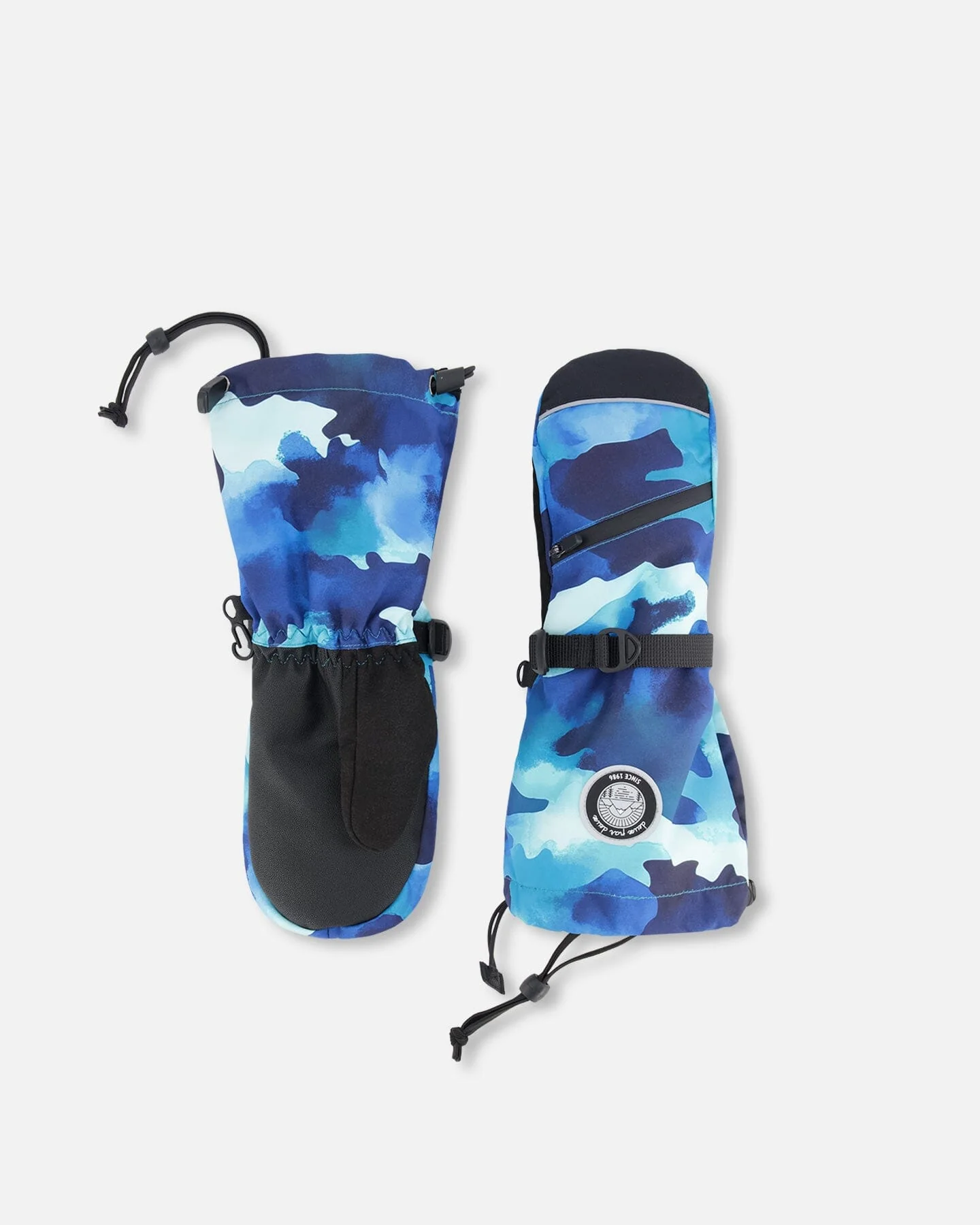 Winter Mittens Teknik Teal Blue Camouflage - Deux par Deux