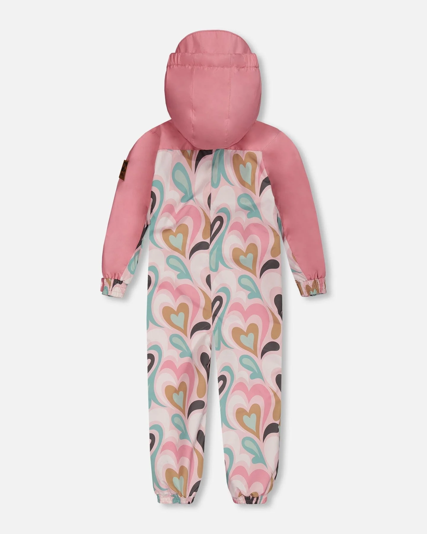 Printed Mid-Season One-Piece Outerwear Light Pink With Hearts - Deux par Deux