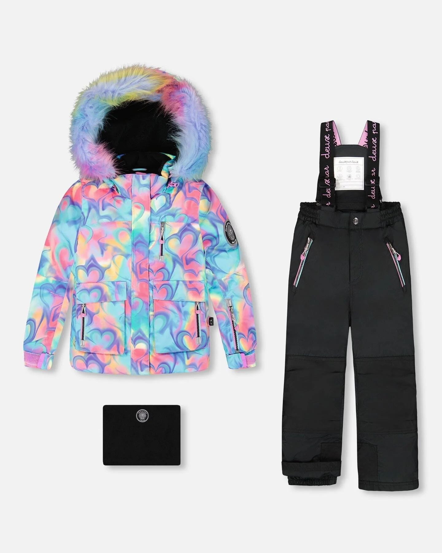 Two-Piece Play Snowsuit Black With Multicolor Print Jacket - Deux par Deux