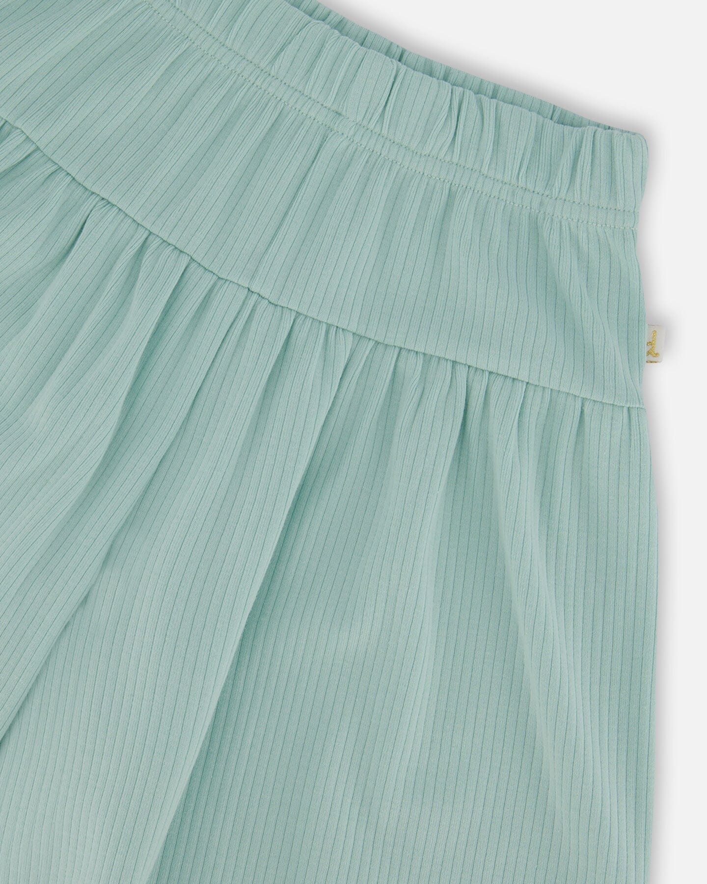 Flat Back Rib Capri With Embroidery Pale Teal - Deux par Deux