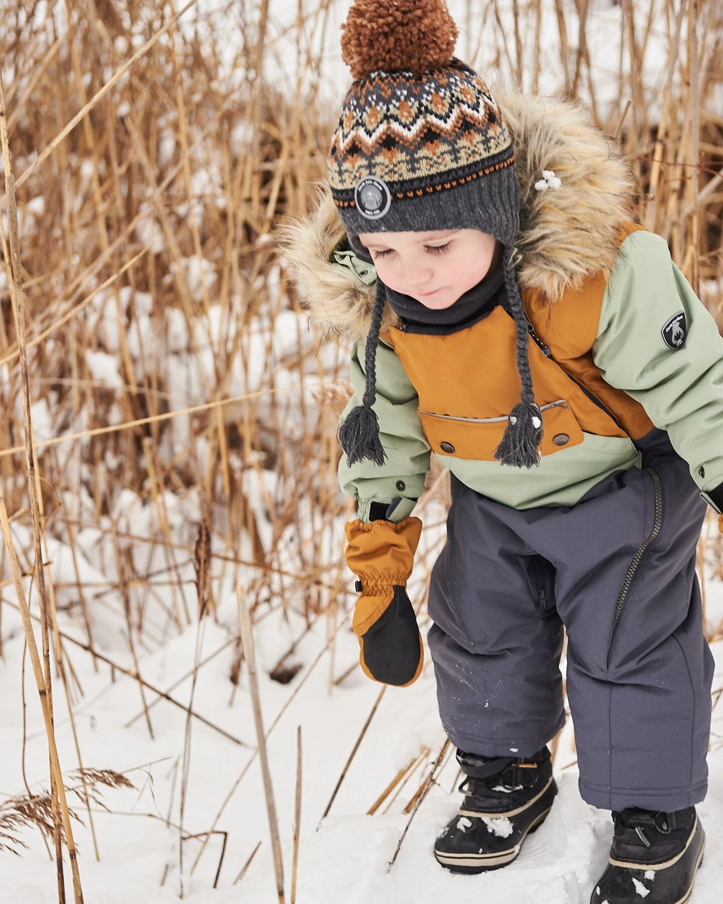 Peruvian Knit Hat Grey And Brown Jacquard - Deux par Deux