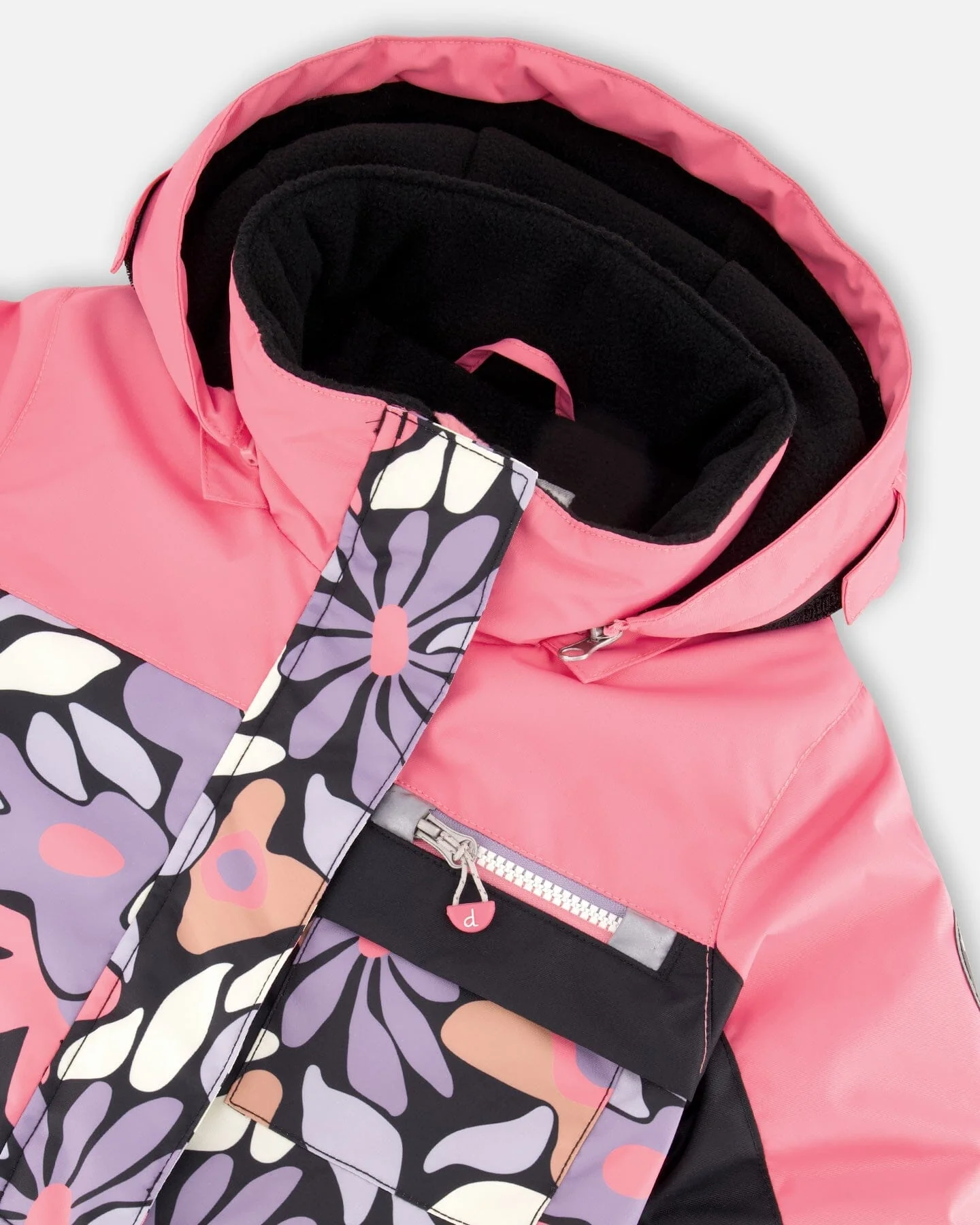 One-Piece Play Snowsuit Black Retro Flower Print - Deux par Deux