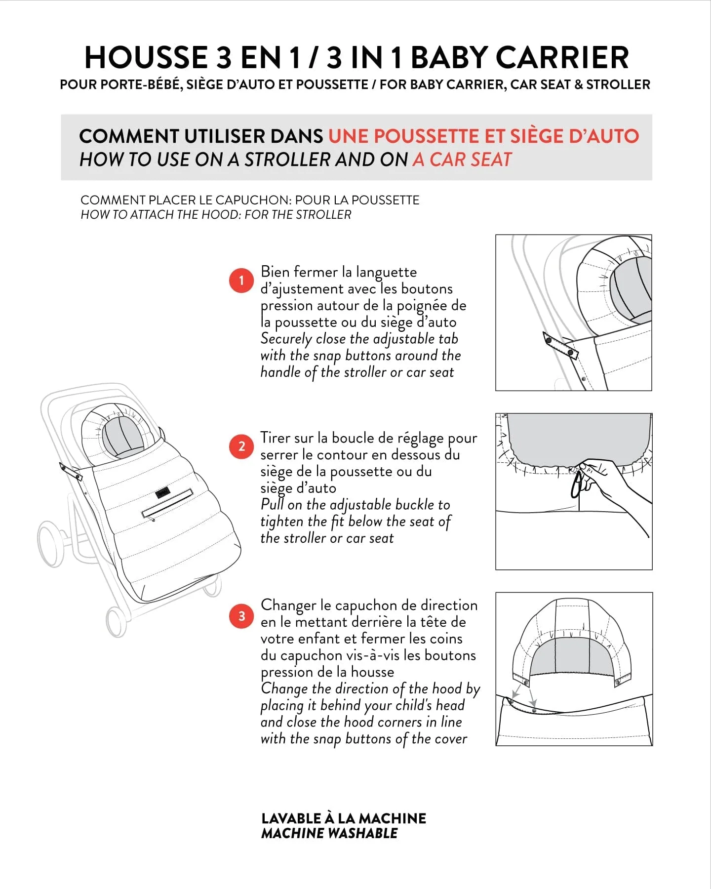 3-In-1 Multifunction Cover For Car Seat, Stroller, And Baby Carrier In Chanterelle - Deux par Deux