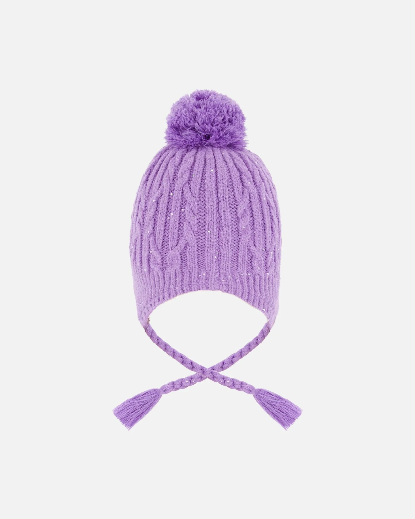 Lined Winter Hat With Pompom Lavender - Deux par Deux