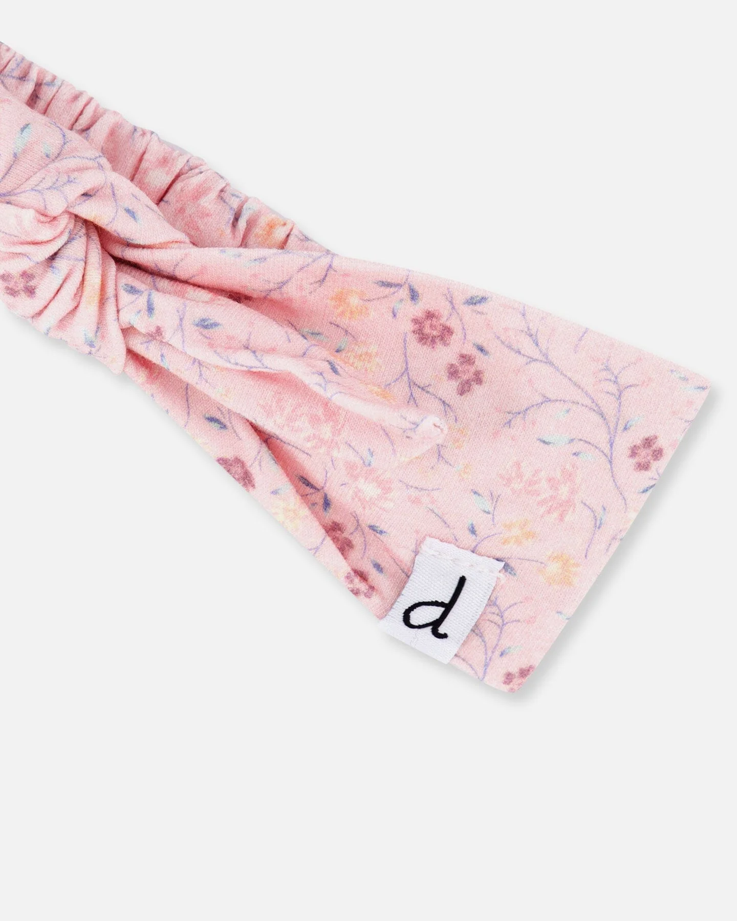 Organic Cotton Headband Printed Pink Small Flower - Deux par Deux