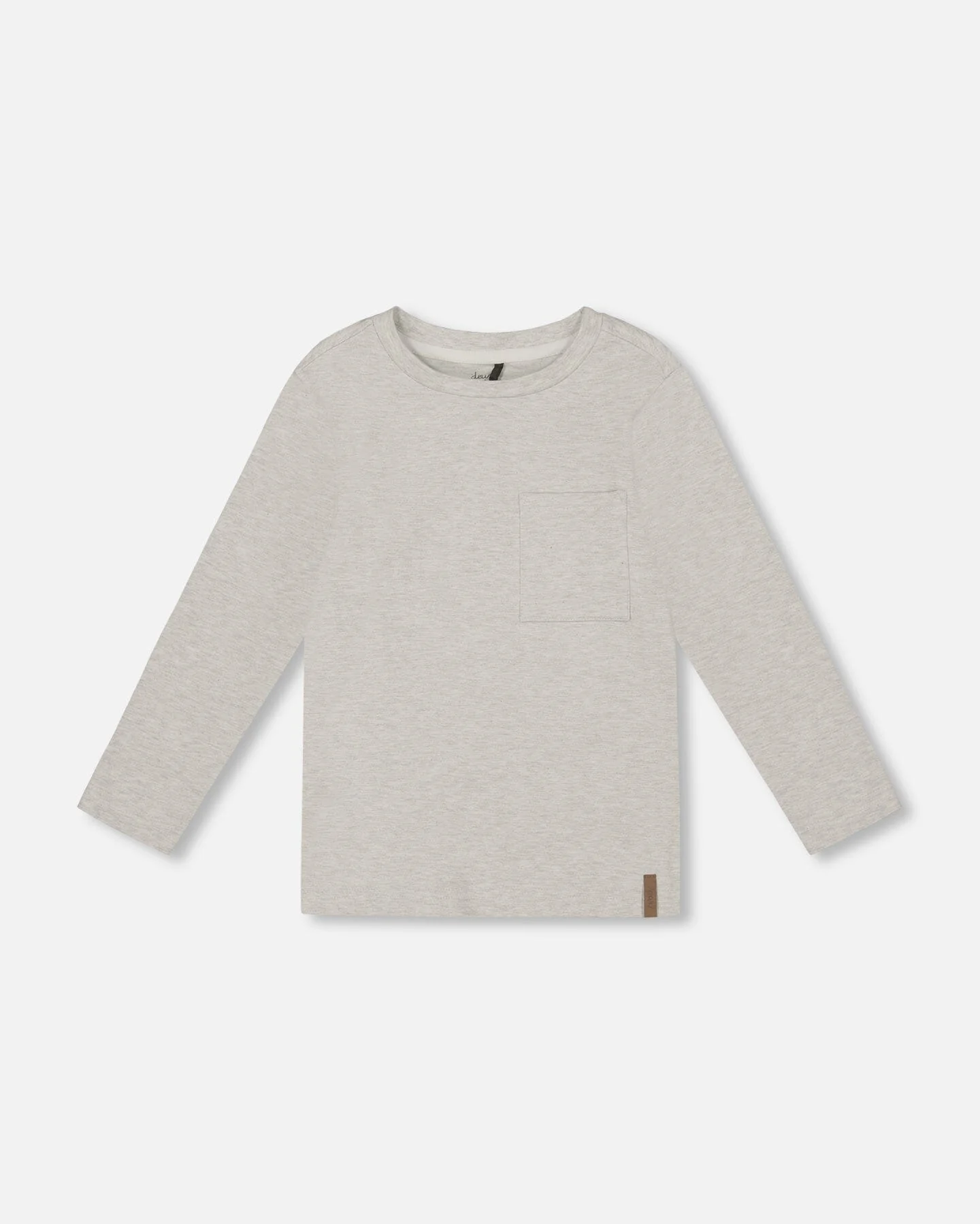 Organic Cotton Jersey Pocket T-Shirt Heather Beige Gray - Deux par Deux
