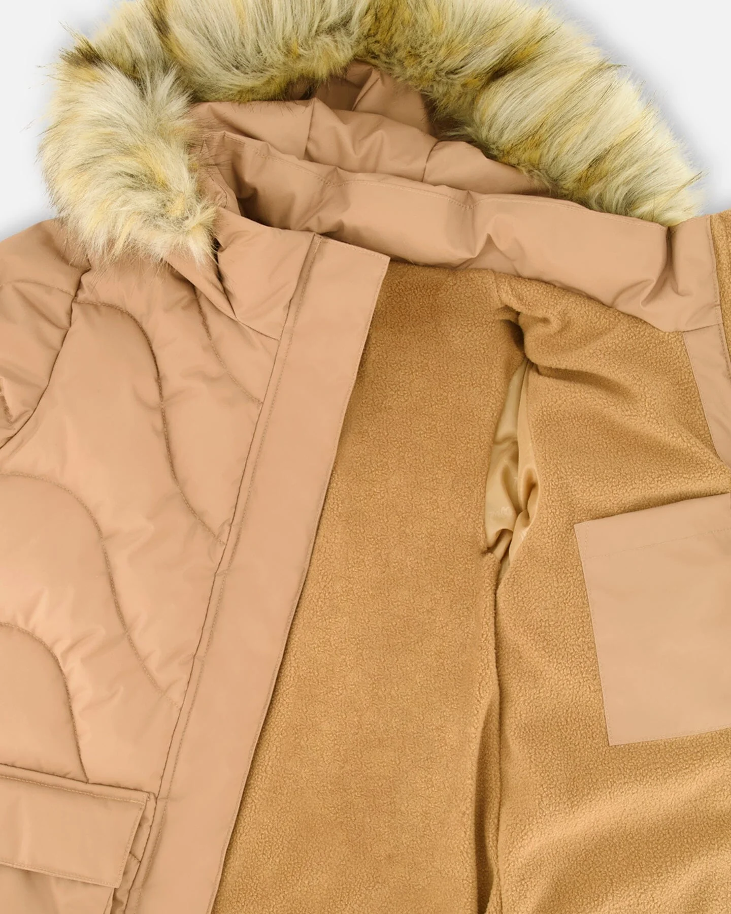 Long Wavy Quilt Puffy Winter Coat Chanterelle - Deux par Deux