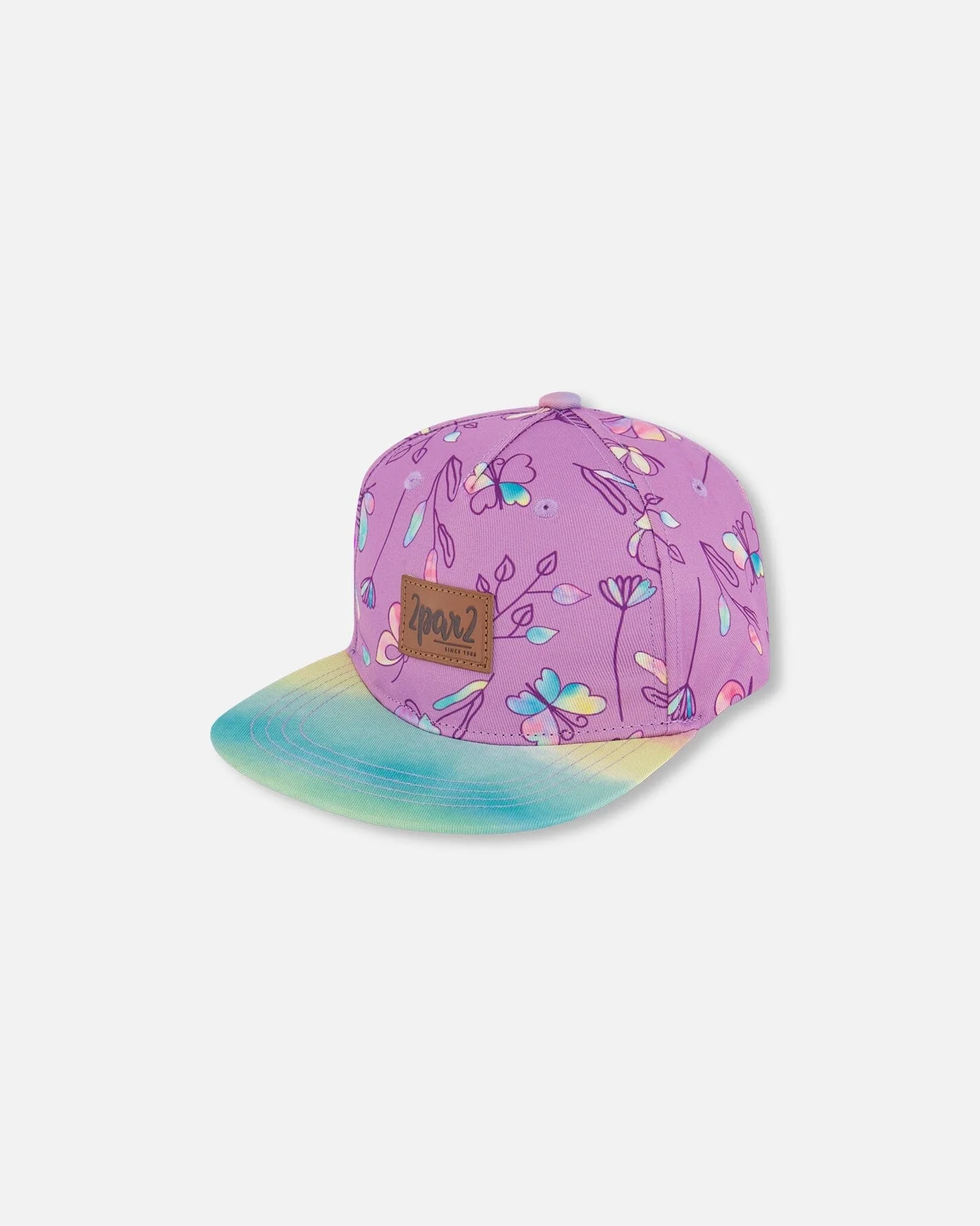 Printed Cap Old Mauve And Multicolored Butterflies - Deux par Deux