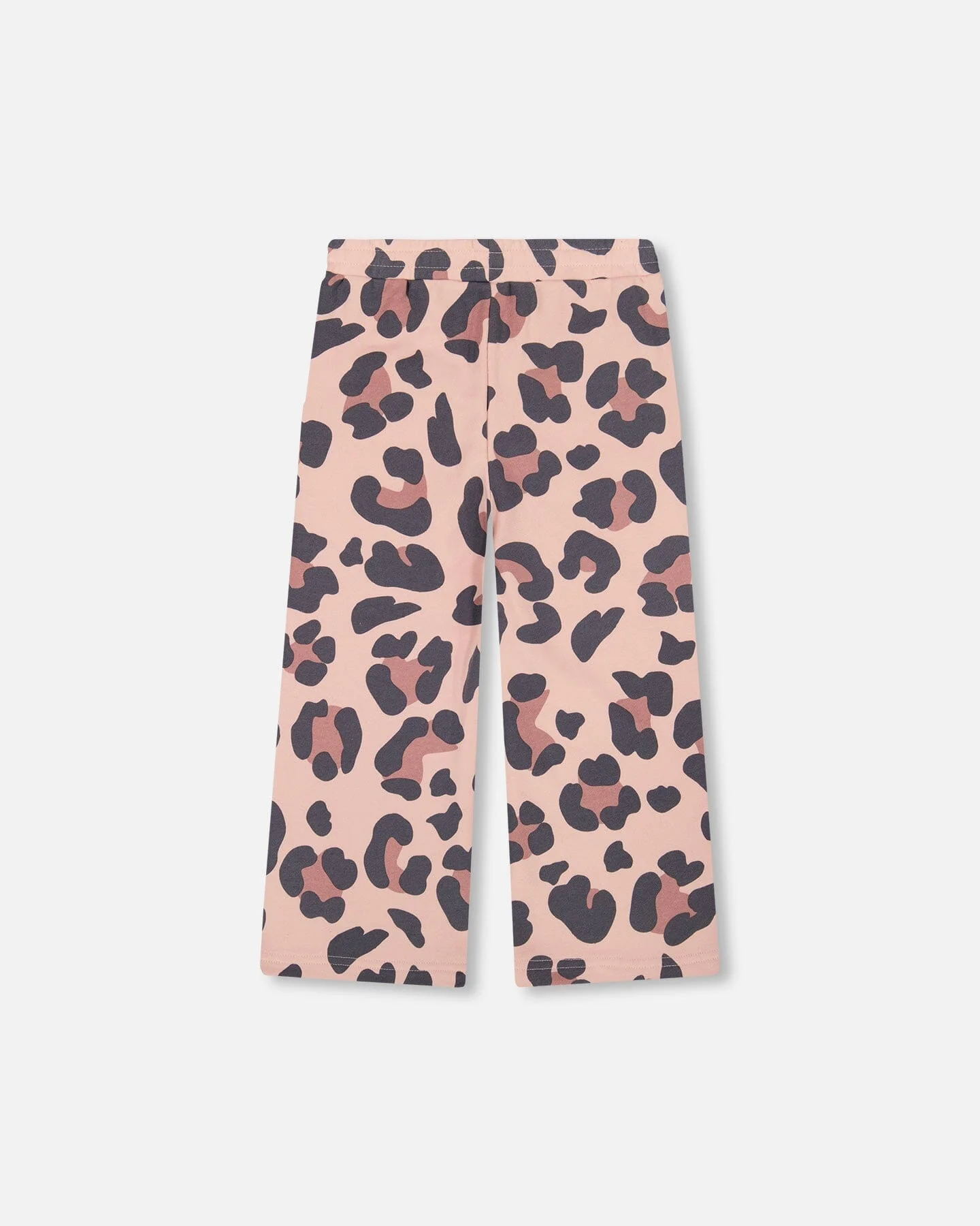 French Terry Wide Leg Sweatpants Pink Leopard - Deux par Deux
