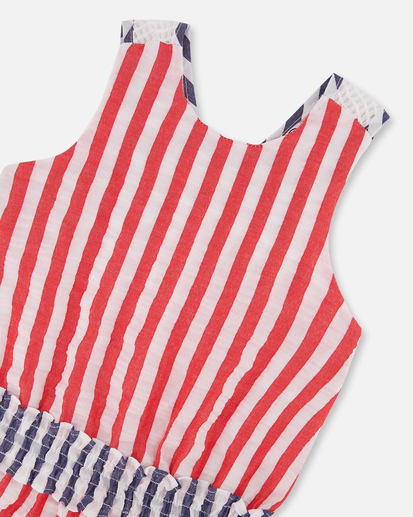 Sleeveless Seersucker Tunic Red, White, And Black - Deux par Deux