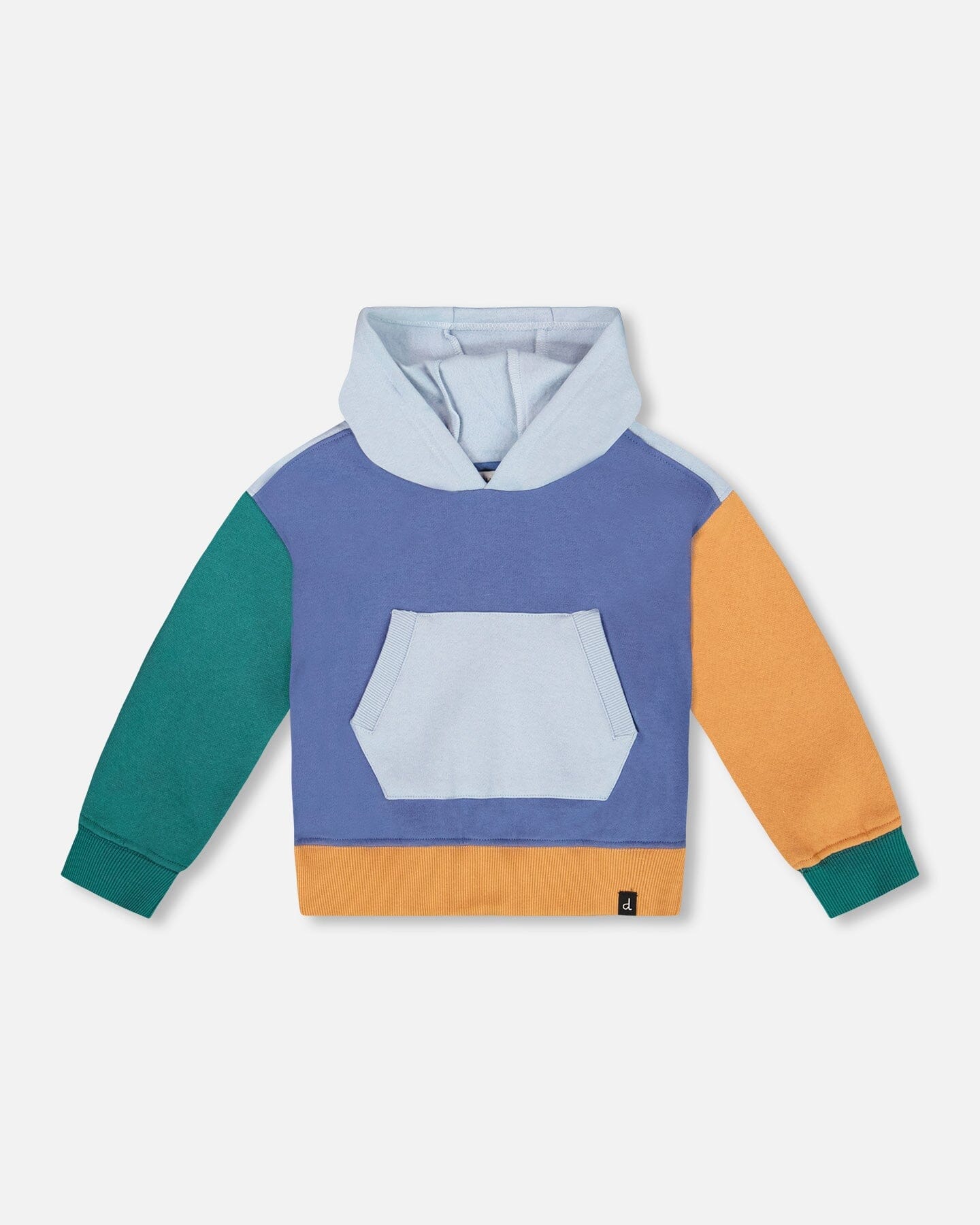 Long Sleeve Colorblocked Hooded Fleece Sweatshirt Blue - Deux par Deux