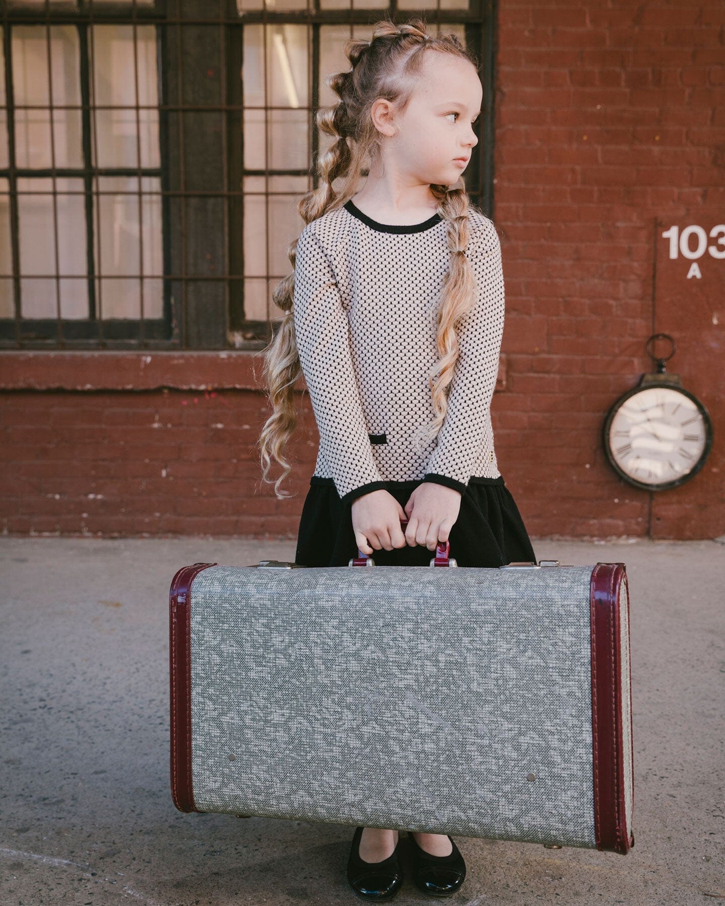 Long Sleeve Knit Sweater Dress Black And Beige - Deux par Deux