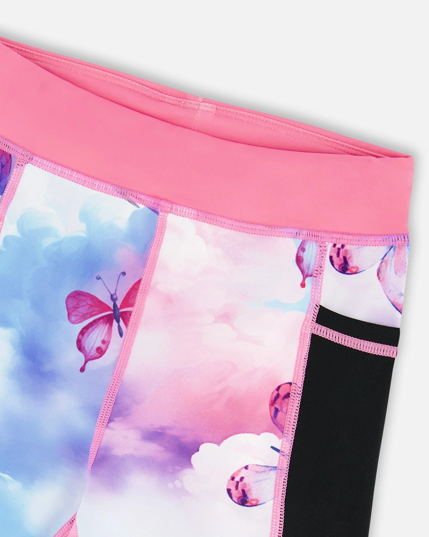 Printed Athletic Leggings Pink, Blue And Butterflies - Deux par Deux