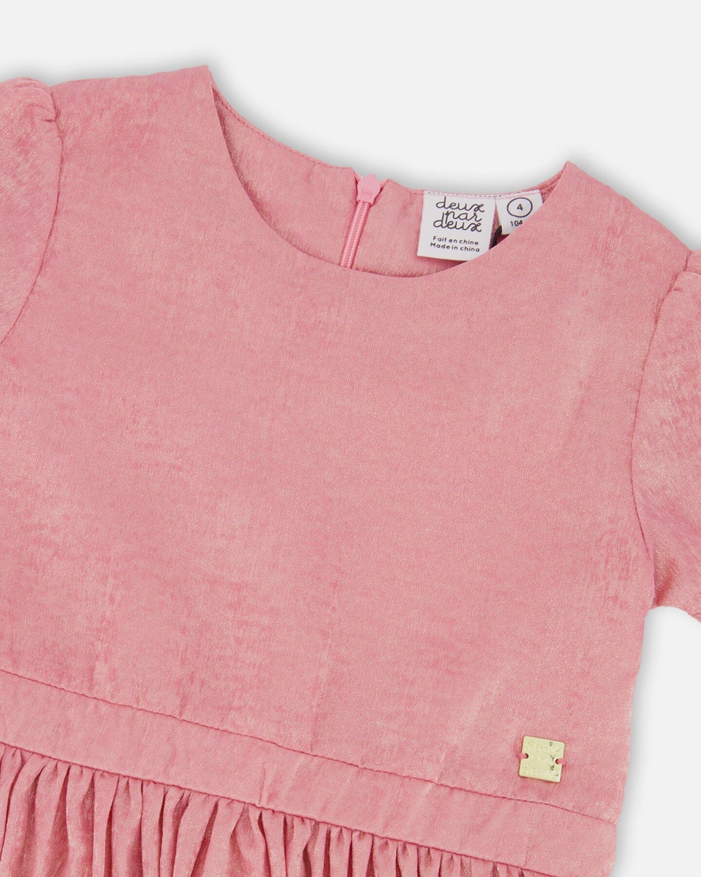 Short Sleeve Dress With Pleated Skirt Dusty Pink - Deux par Deux