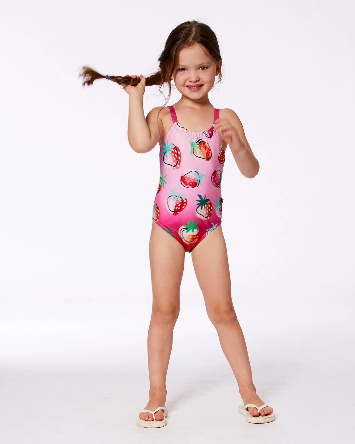 Printed One-Piece Swimsuit Pink Gradient Strawberry - Deux par Deux