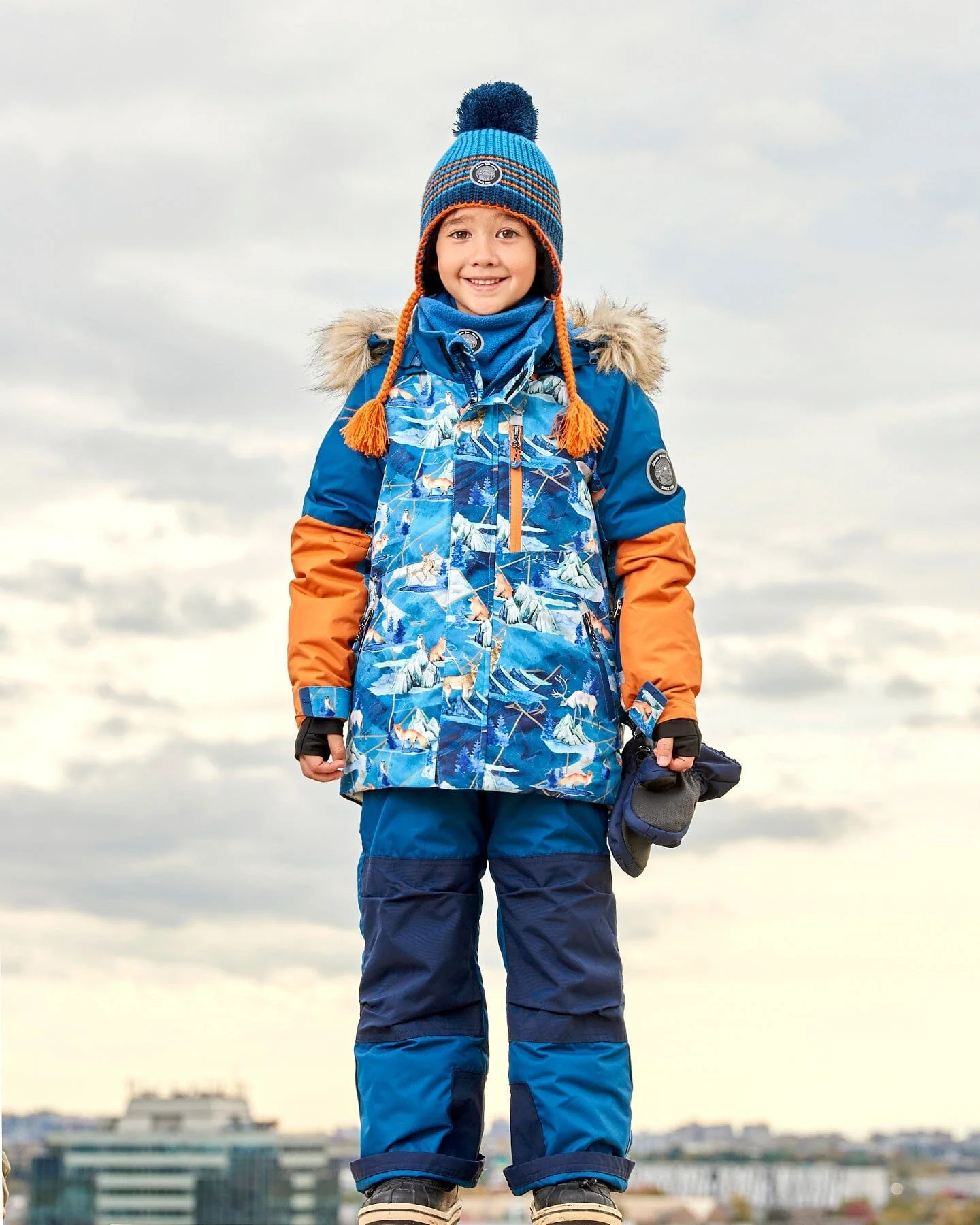 Peruvian Knit Hat Blue And Orange - Deux par Deux