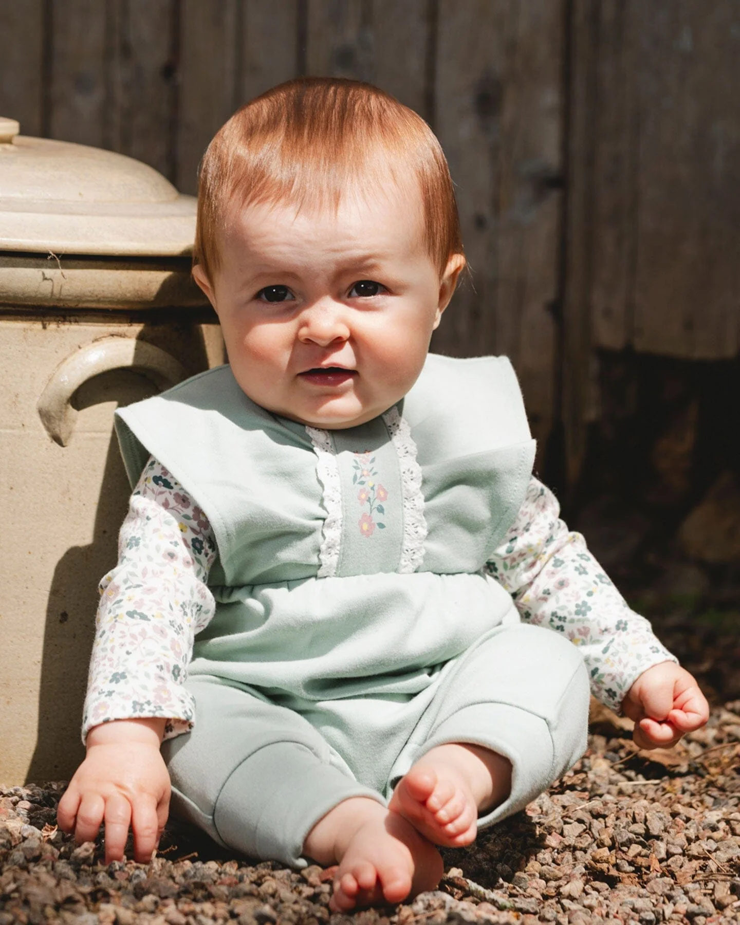 Organic Cotton Bodysuit And Sleeveless Overalls Set Jade Green - Deux par Deux