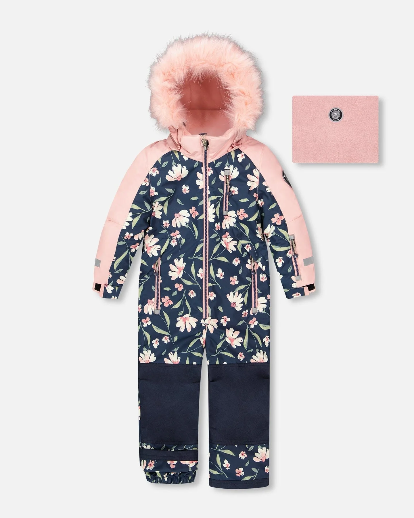 One-Piece Play Snowsuit Navy Flower Print - Deux par Deux